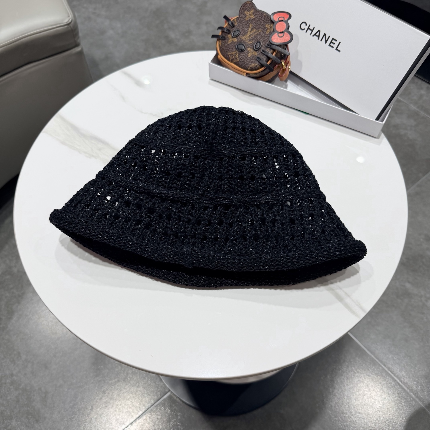 chanel2026新款甜美镂空渔夫帽女夏季透气百搭显脸小盆帽韩版休闲水桶帽