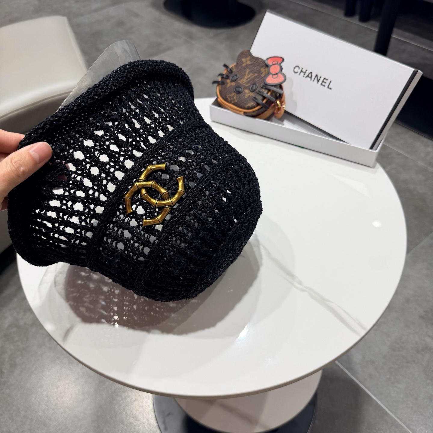 chanel2026新款甜美镂空渔夫帽女夏季透气百搭显脸小盆帽韩版休闲水桶帽