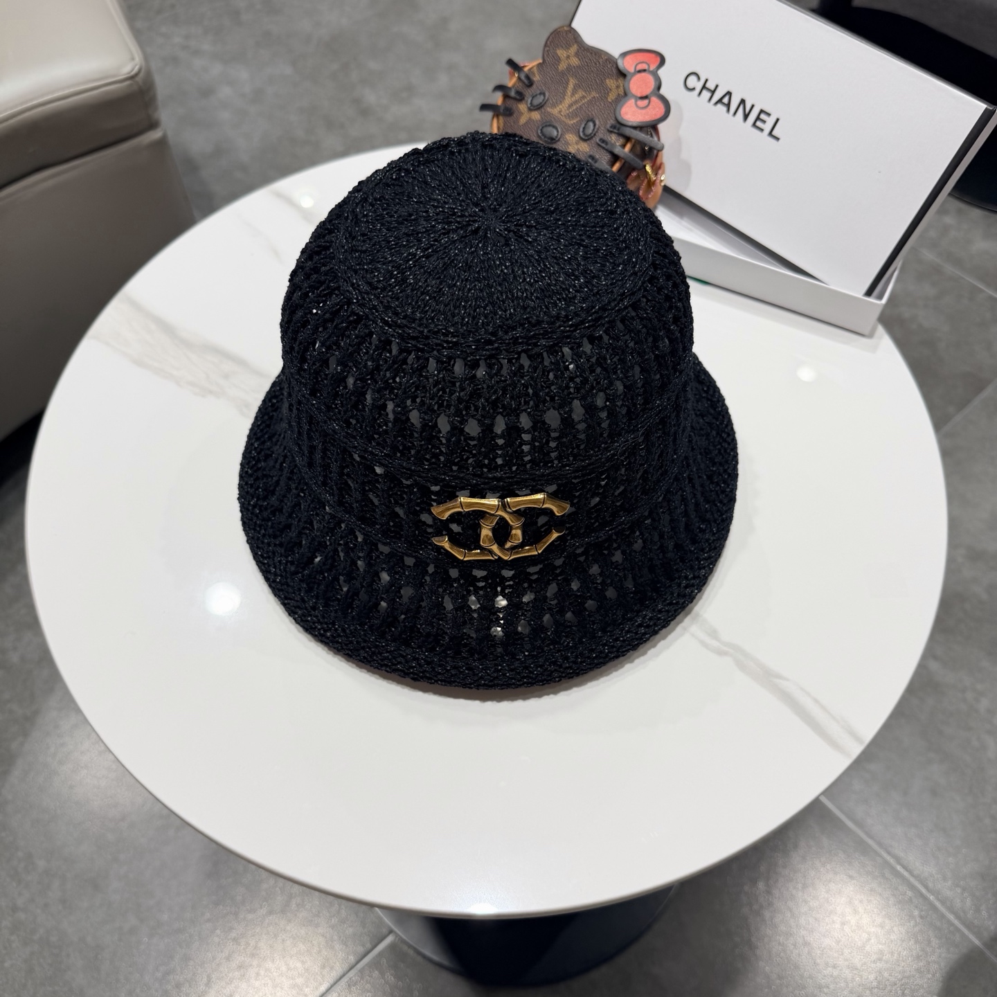 chanel2026新款甜美镂空渔夫帽女夏季透气百搭显脸小盆帽韩版休闲水桶帽