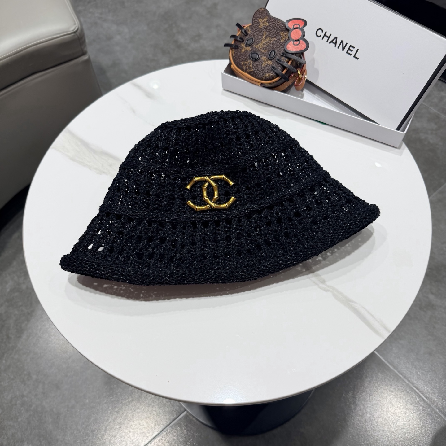 chanel2026新款甜美镂空渔夫帽女夏季透气百搭显脸小盆帽韩版休闲水桶帽