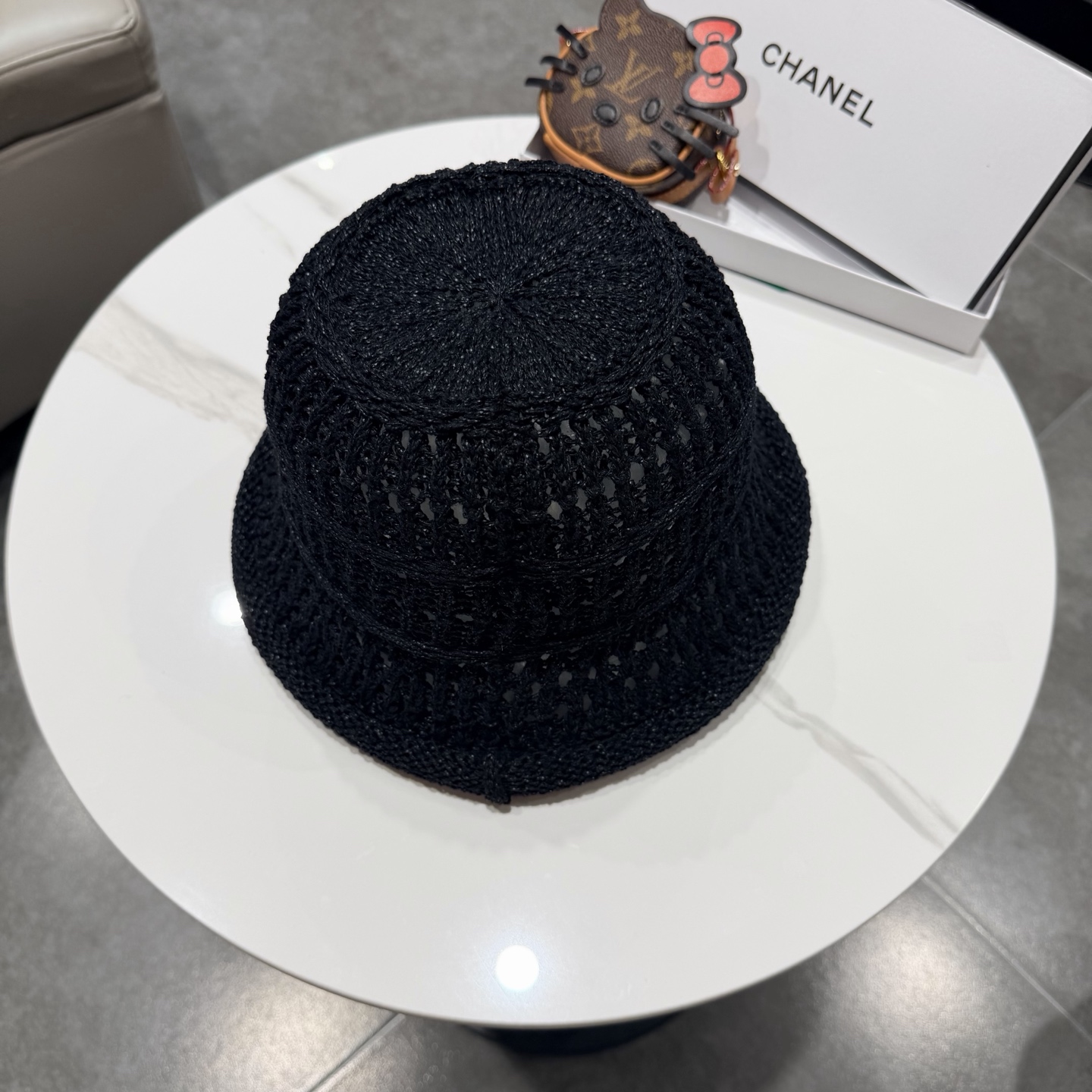 chanel2026新款甜美镂空渔夫帽女夏季透气百搭显脸小盆帽韩版休闲水桶帽