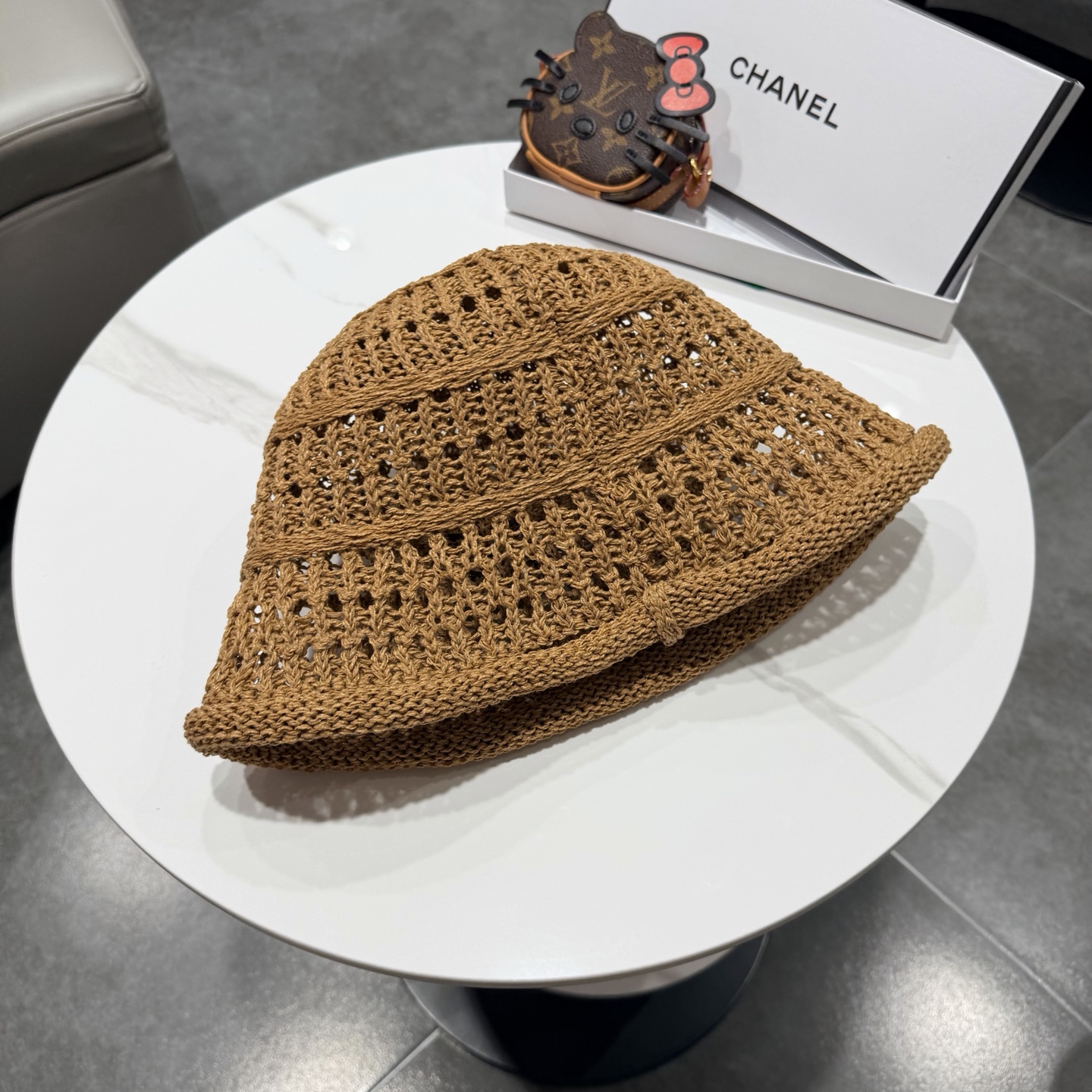 chanel2026新款甜美镂空渔夫帽女夏季透气百搭显脸小盆帽韩版休闲水桶帽