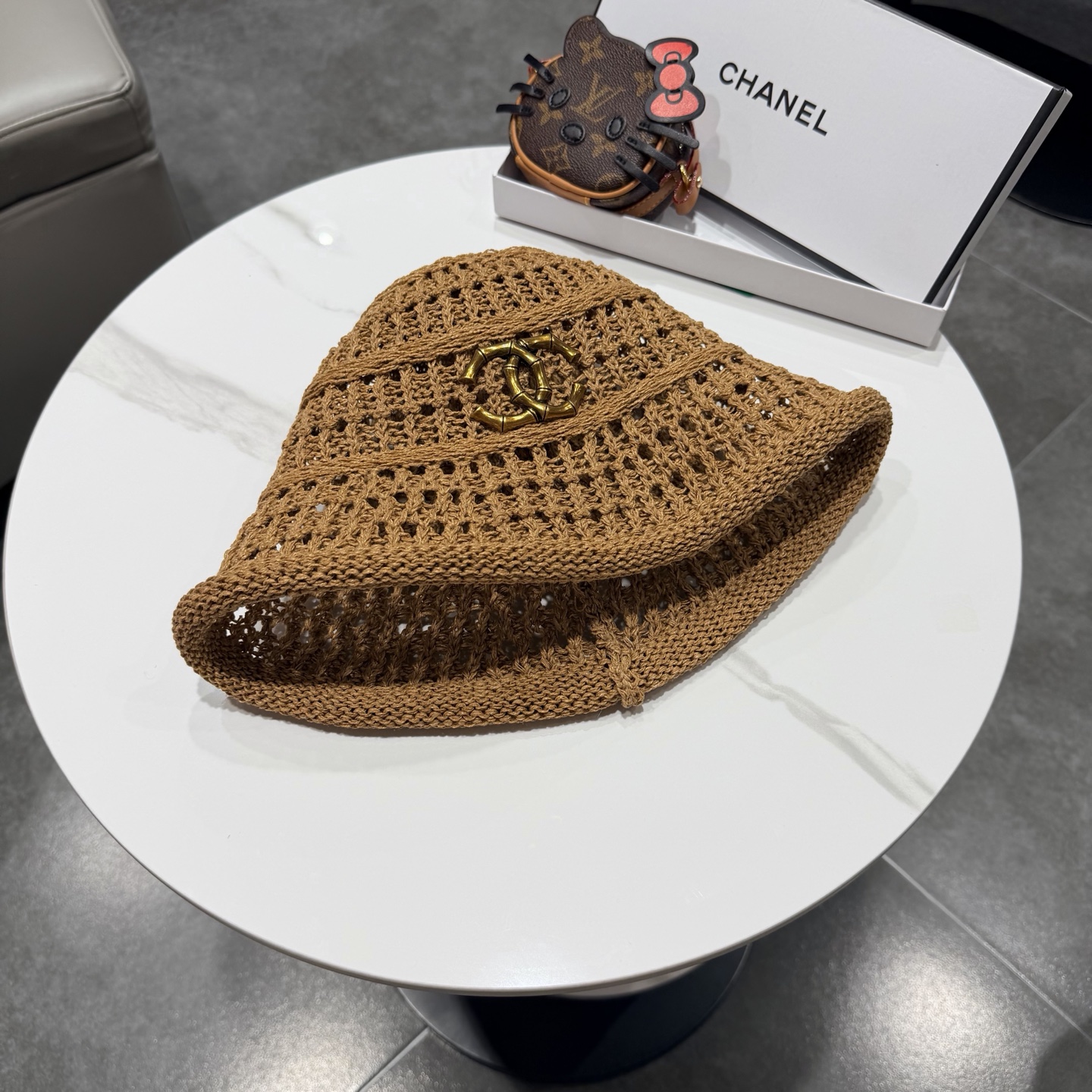 chanel2026新款甜美镂空渔夫帽女夏季透气百搭显脸小盆帽韩版休闲水桶帽