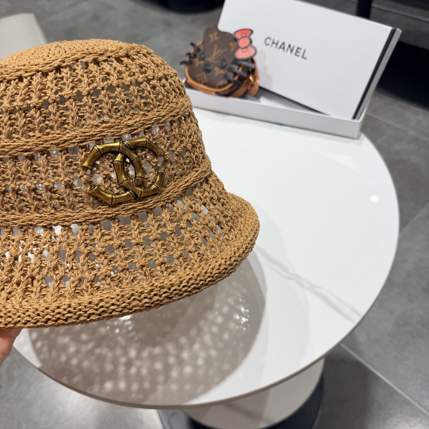 chanel2026新款甜美镂空渔夫帽女夏季透气百搭显脸小盆帽韩版休闲水桶帽