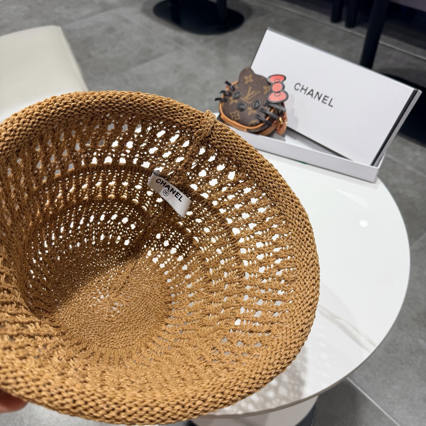 chanel2026新款甜美镂空渔夫帽女夏季透气百搭显脸小盆帽韩版休闲水桶帽