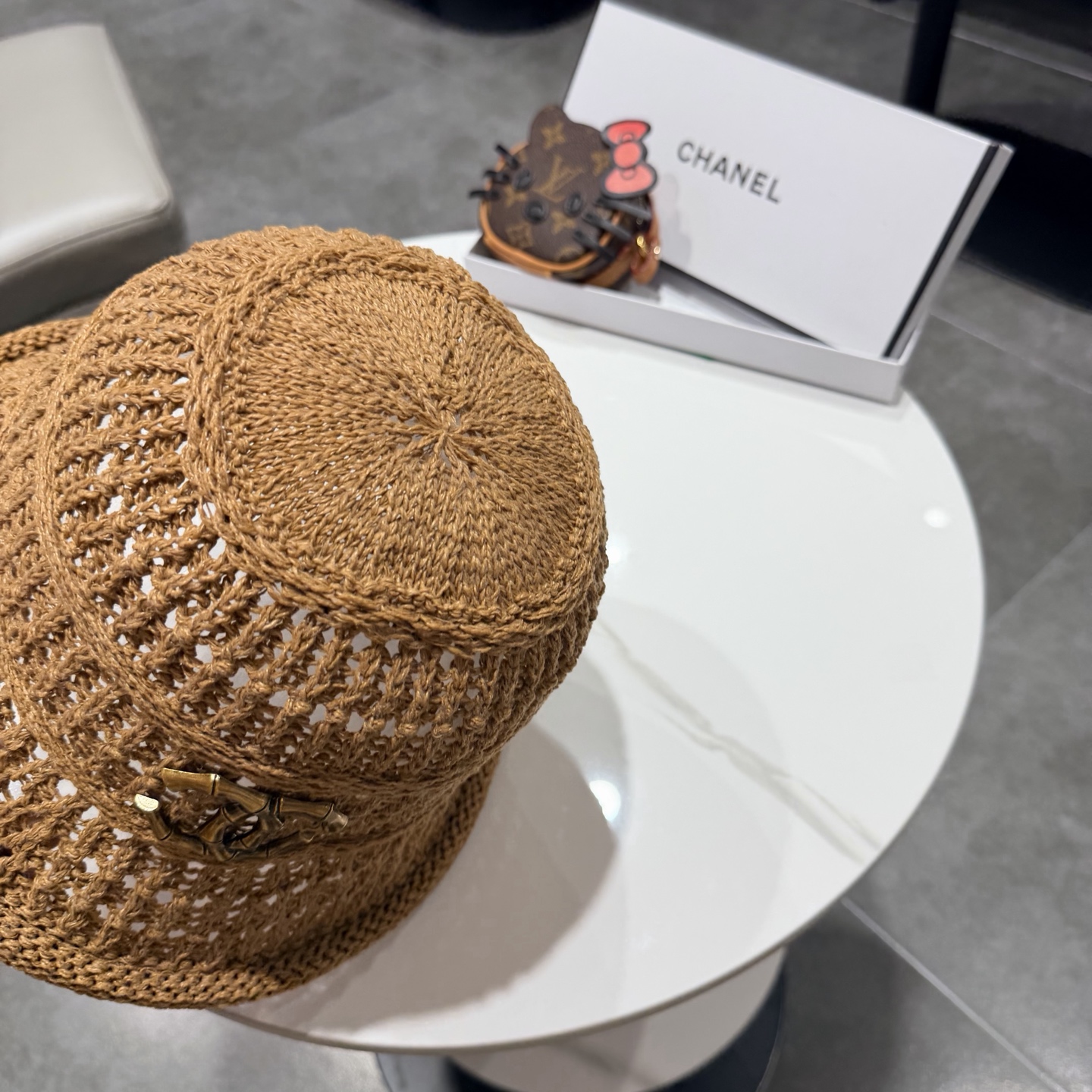 chanel2026新款甜美镂空渔夫帽女夏季透气百搭显脸小盆帽韩版休闲水桶帽