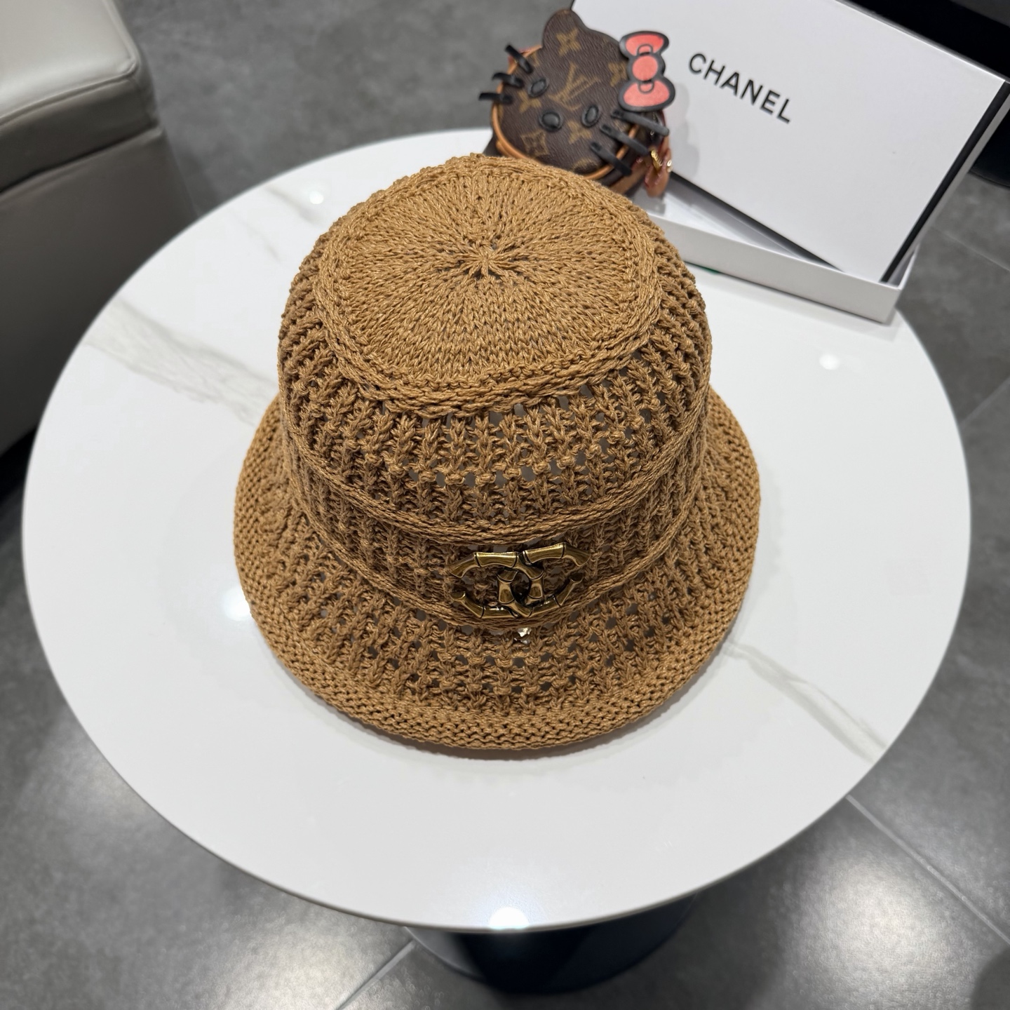 chanel2026新款甜美镂空渔夫帽女夏季透气百搭显脸小盆帽韩版休闲水桶帽