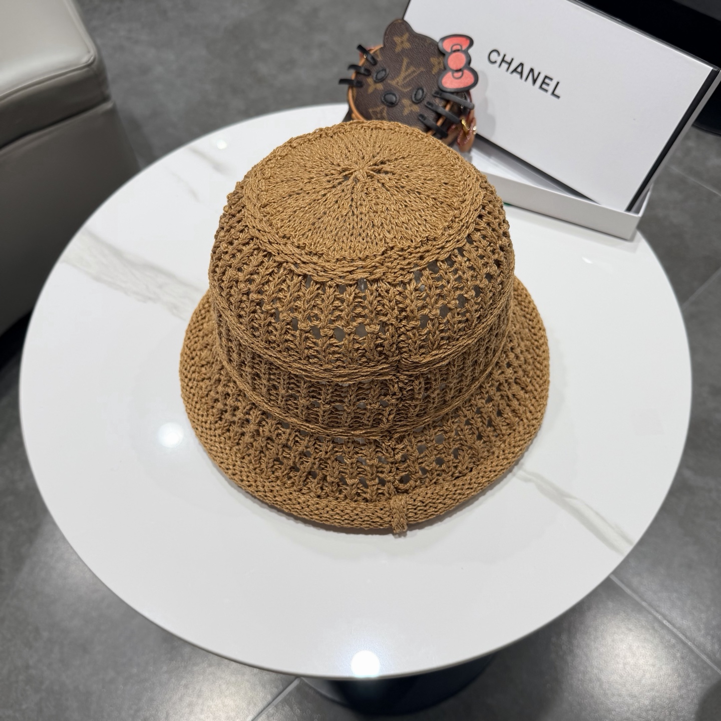 chanel2026新款甜美镂空渔夫帽女夏季透气百搭显脸小盆帽韩版休闲水桶帽