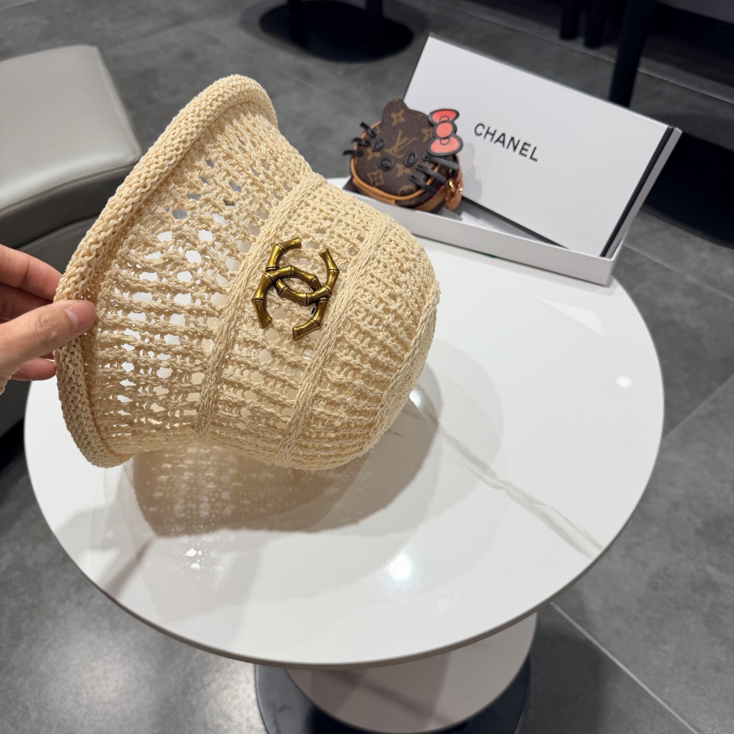 chanel2026新款甜美镂空渔夫帽女夏季透气百搭显脸小盆帽韩版休闲水桶帽