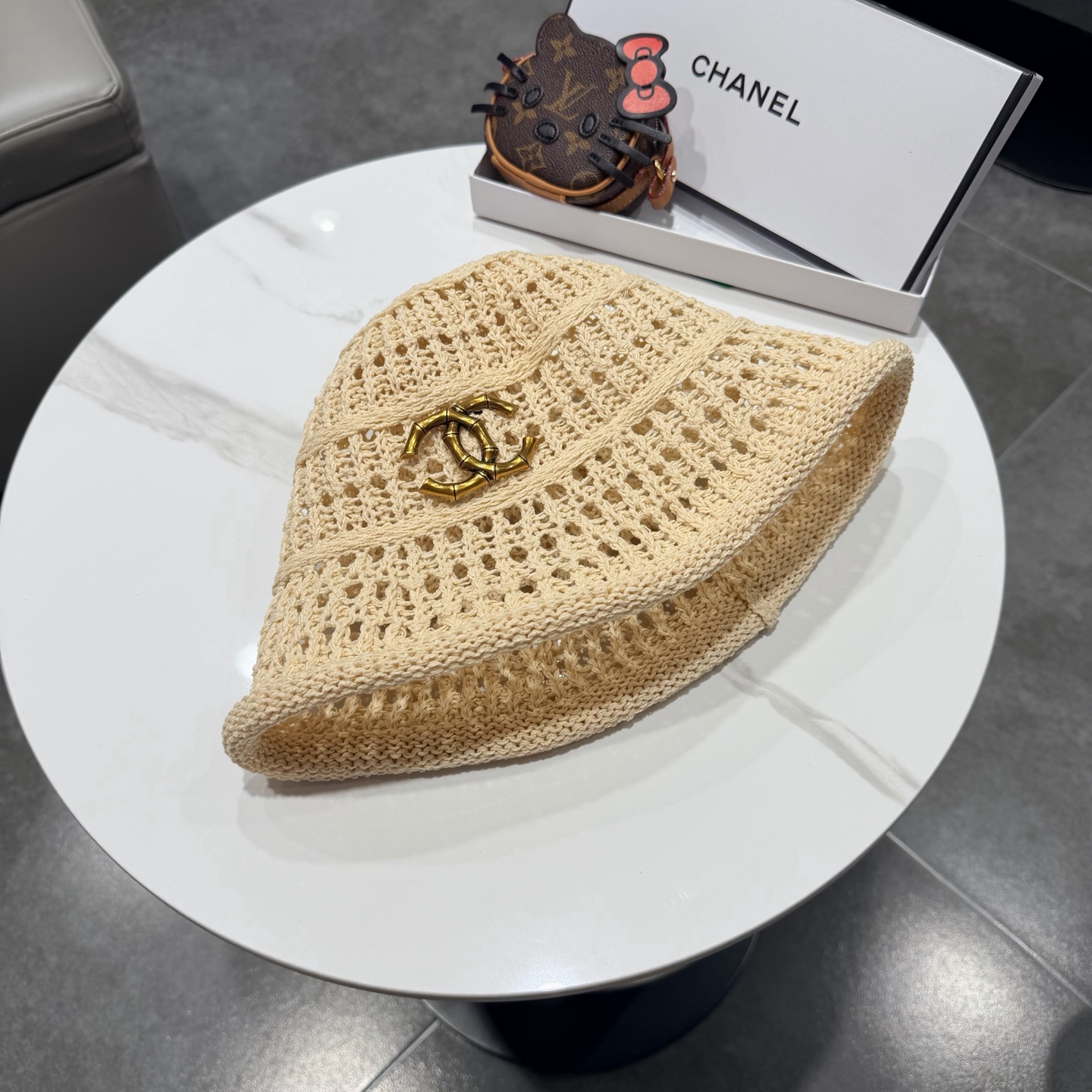 chanel2026新款甜美镂空渔夫帽女夏季透气百搭显脸小盆帽韩版休闲水桶帽