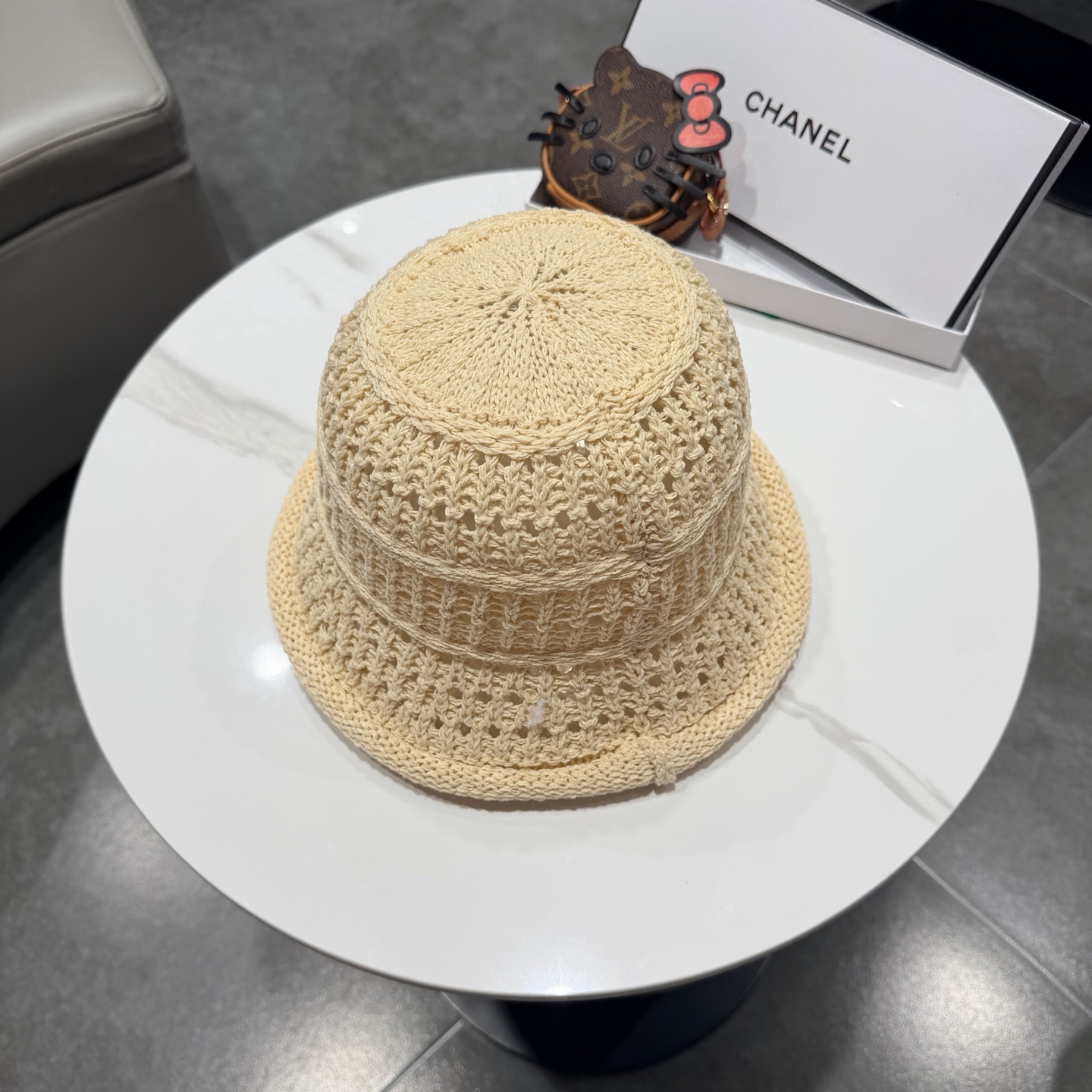 chanel2026新款甜美镂空渔夫帽女夏季透气百搭显脸小盆帽韩版休闲水桶帽