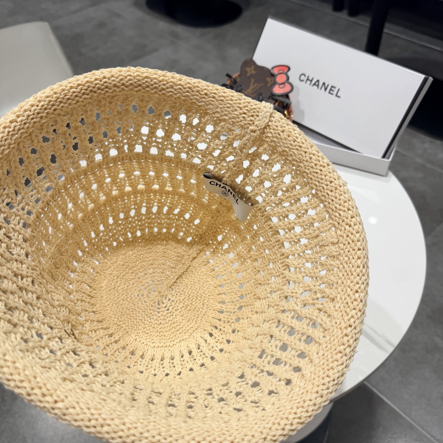 chanel2026新款甜美镂空渔夫帽女夏季透气百搭显脸小盆帽韩版休闲水桶帽