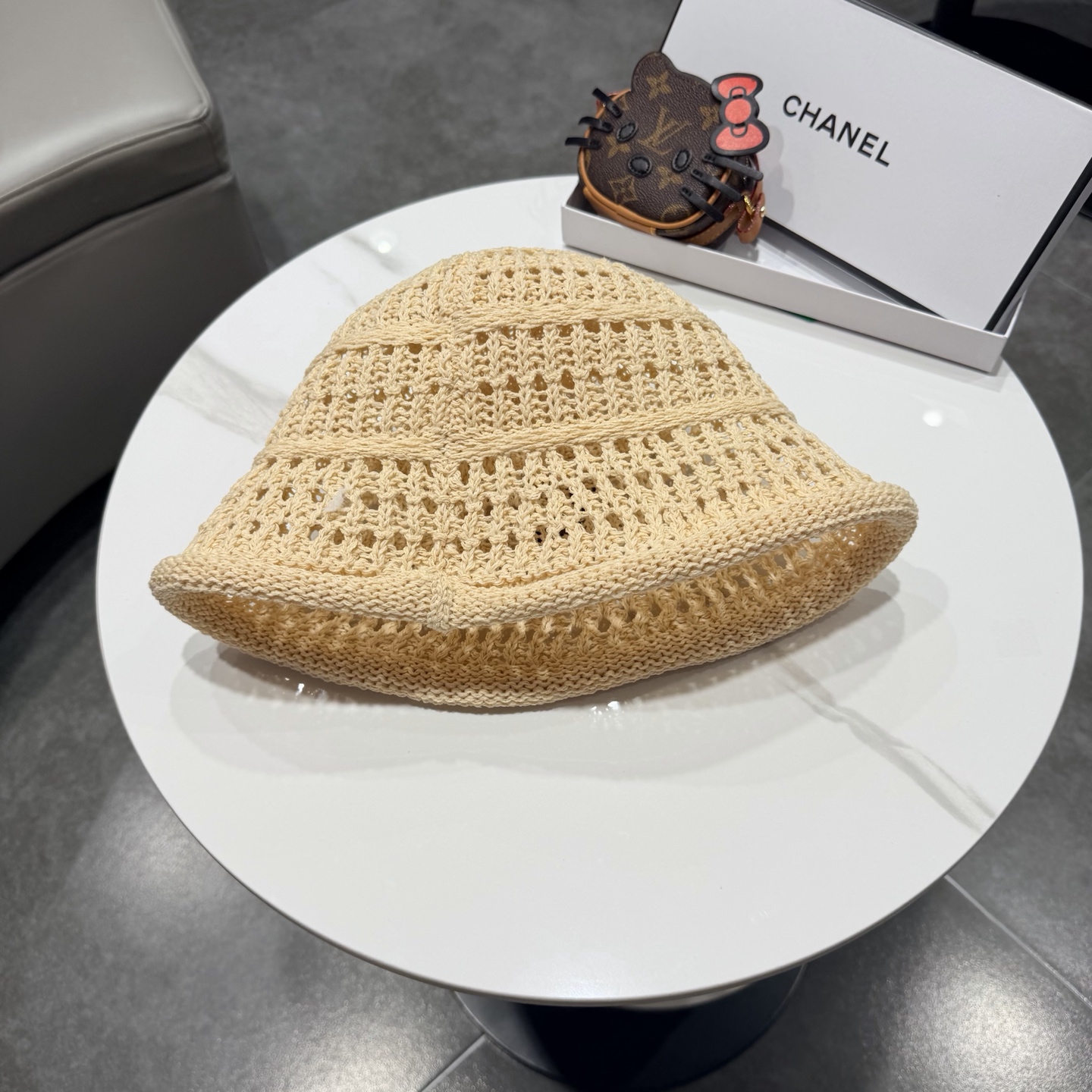 chanel2026新款甜美镂空渔夫帽女夏季透气百搭显脸小盆帽韩版休闲水桶帽