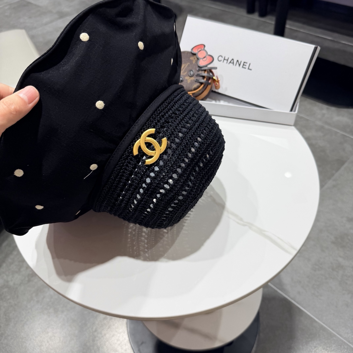 chanel设计高定定草手钩遮阳帽春夏遮阳帽女休闲渔夫帽草帽