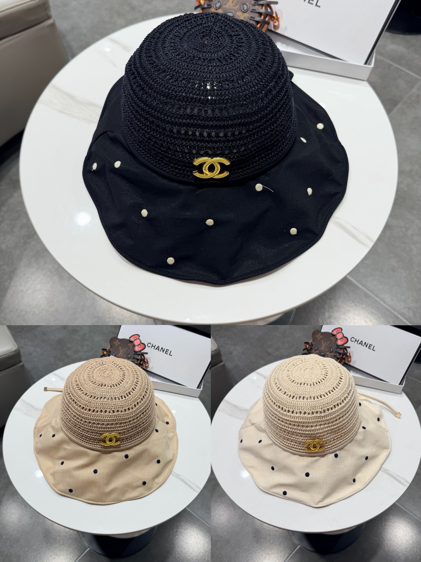 chanel设计高定定草手钩遮阳帽春夏遮阳帽女休闲渔夫帽草帽