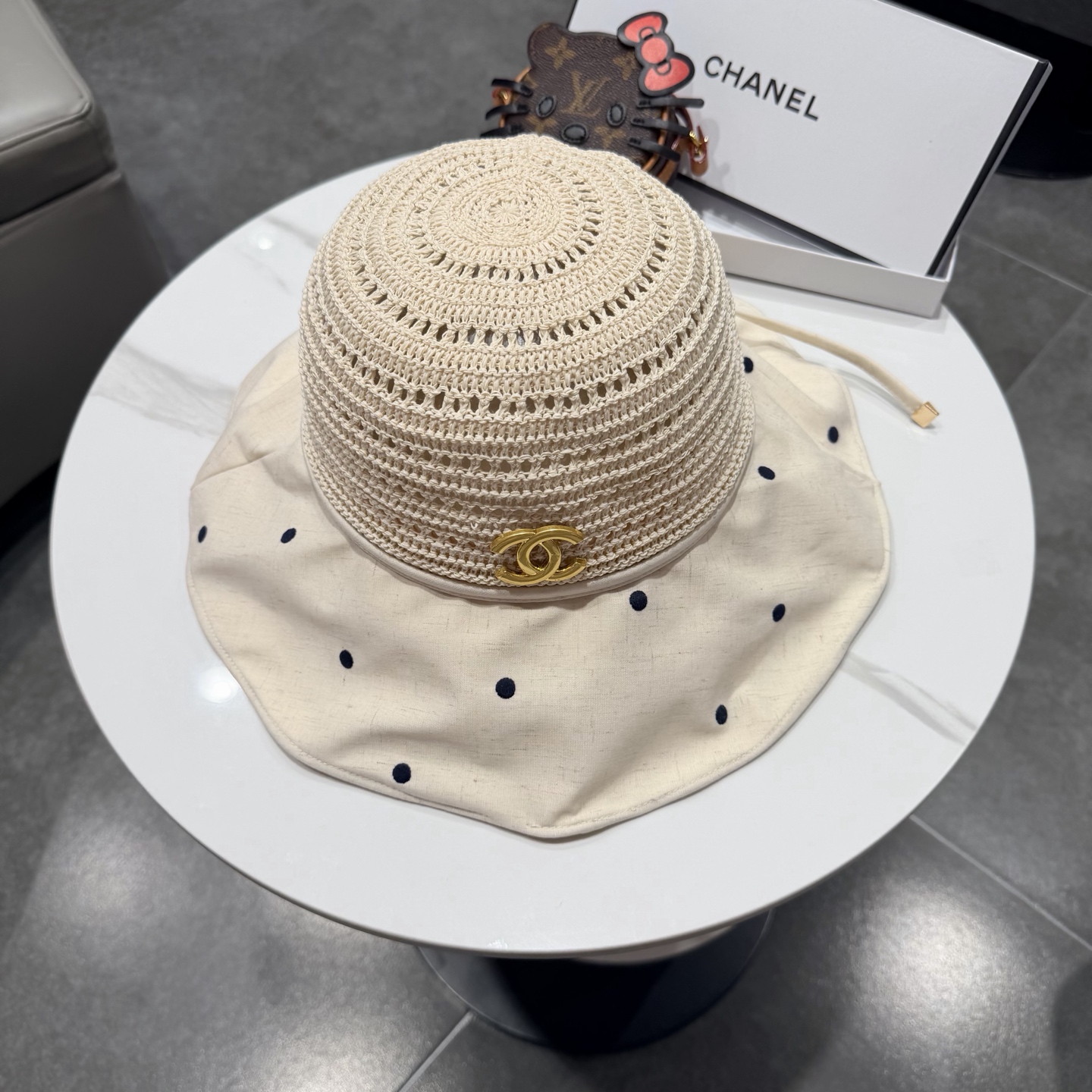 chanel设计高定定草手钩遮阳帽春夏遮阳帽女休闲渔夫帽草帽