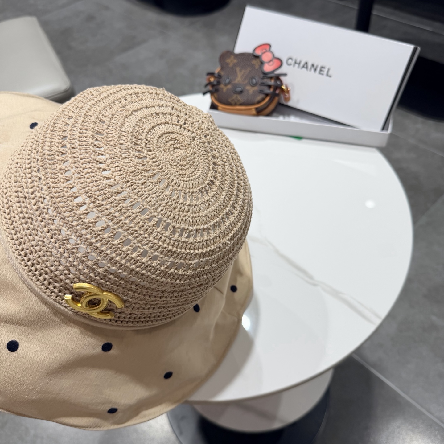 chanel设计高定定草手钩遮阳帽春夏遮阳帽女休闲渔夫帽草帽