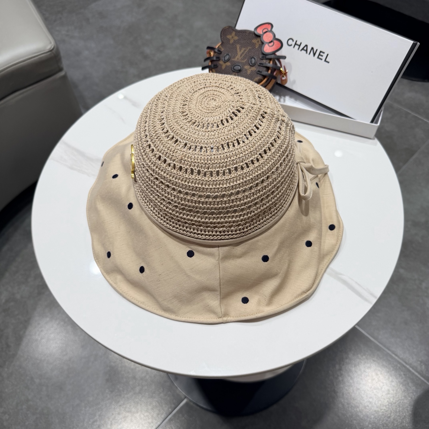 chanel设计高定定草手钩遮阳帽春夏遮阳帽女休闲渔夫帽草帽