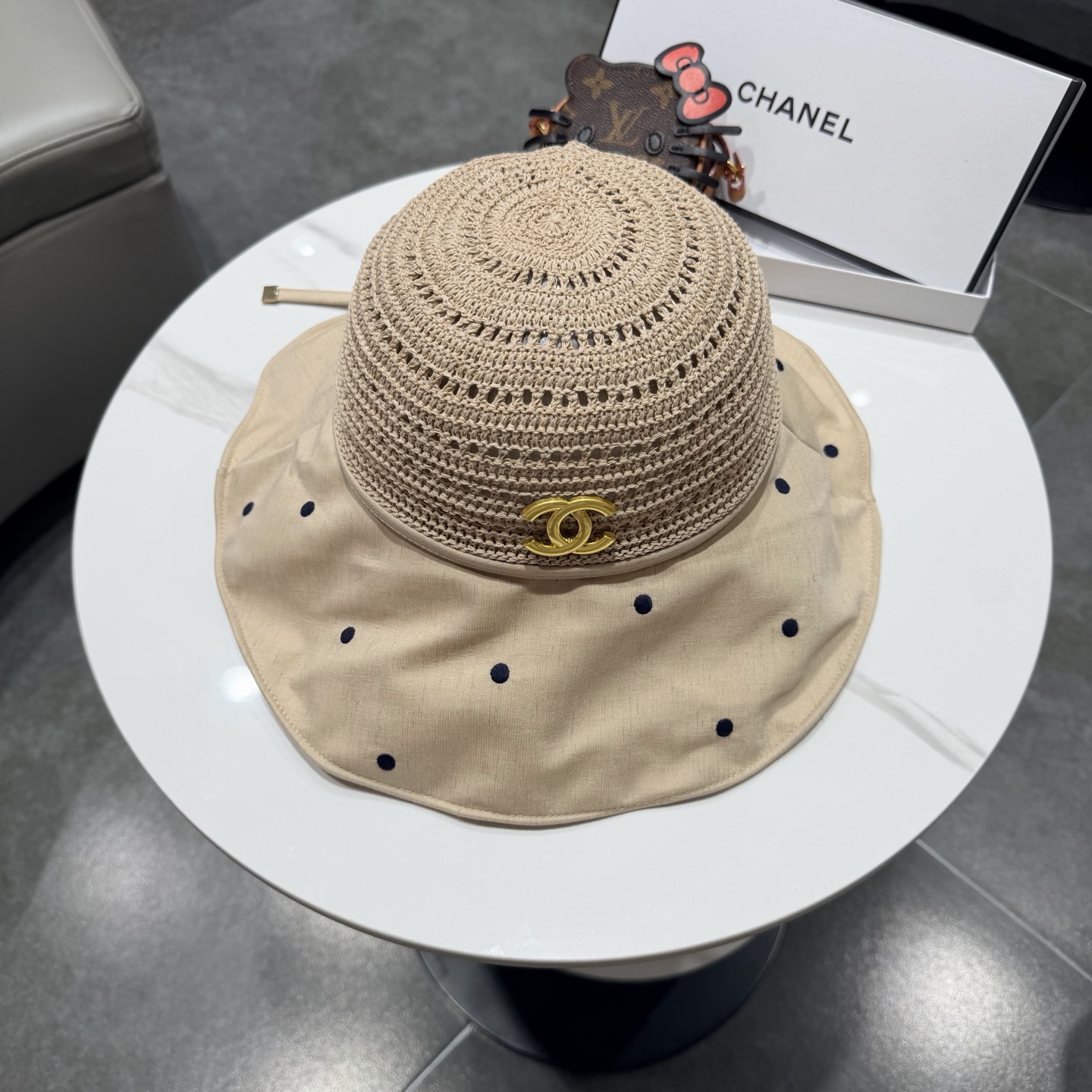 chanel设计高定定草手钩遮阳帽春夏遮阳帽女休闲渔夫帽草帽