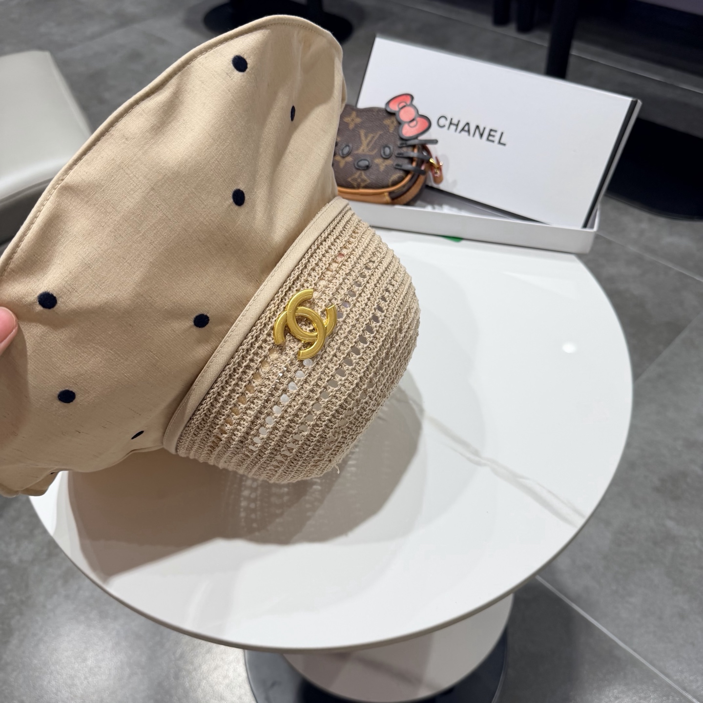 chanel设计高定定草手钩遮阳帽春夏遮阳帽女休闲渔夫帽草帽