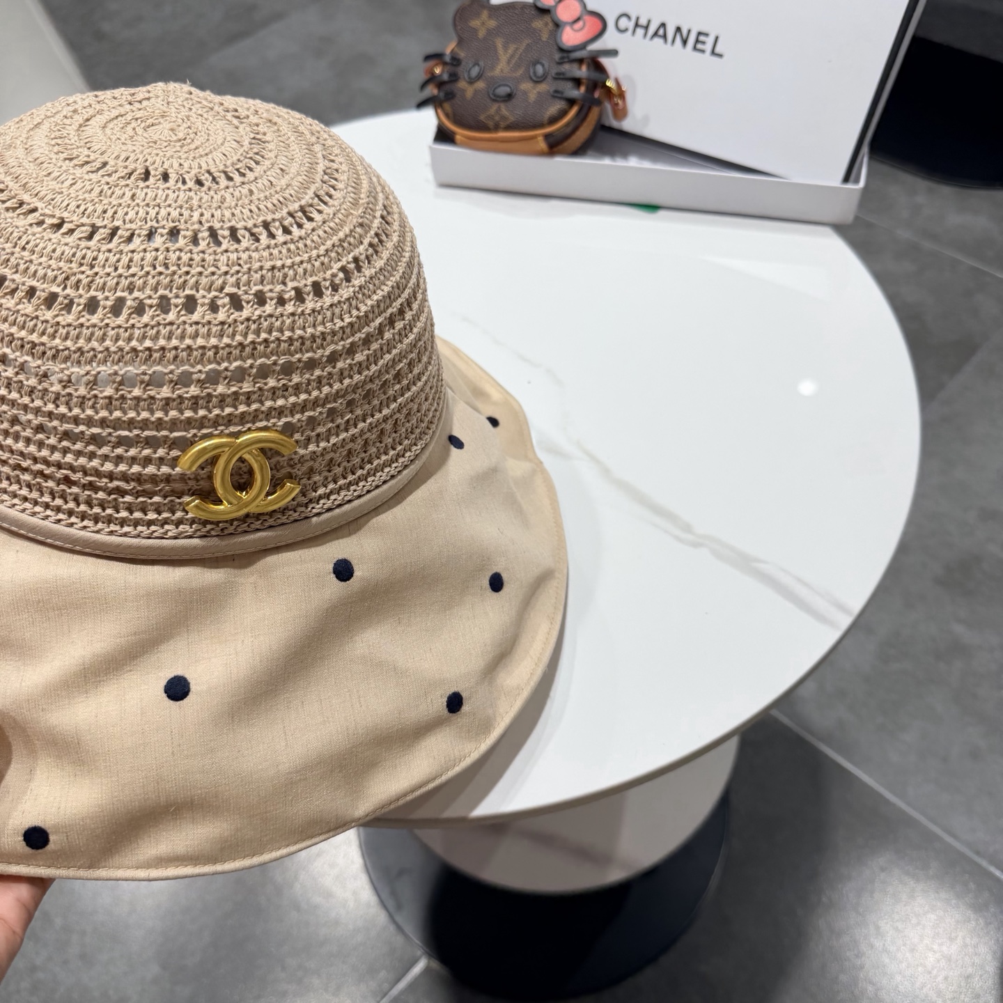 chanel设计高定定草手钩遮阳帽春夏遮阳帽女休闲渔夫帽草帽