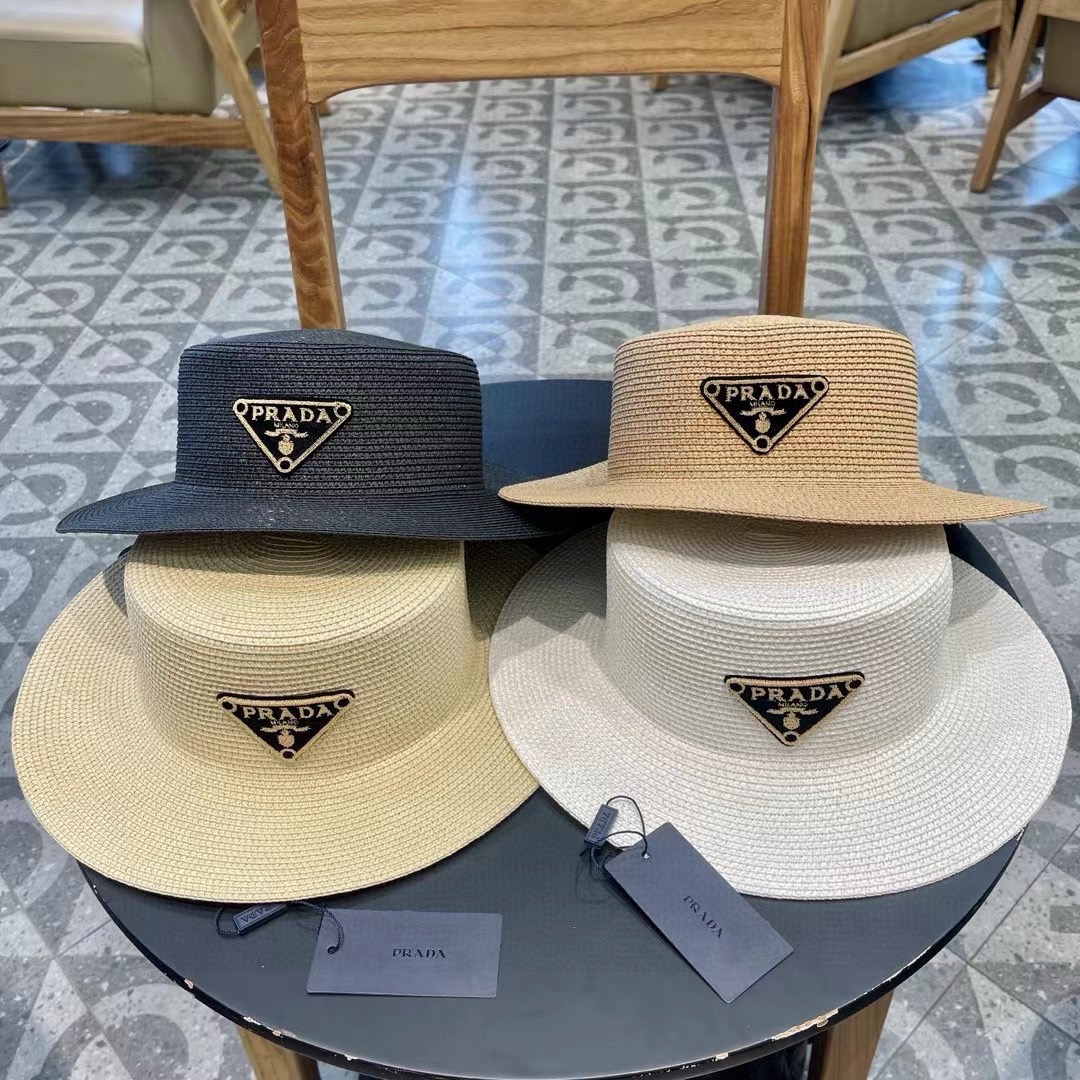 普拉达PRADA 2026新款平顶草帽、头围57cm