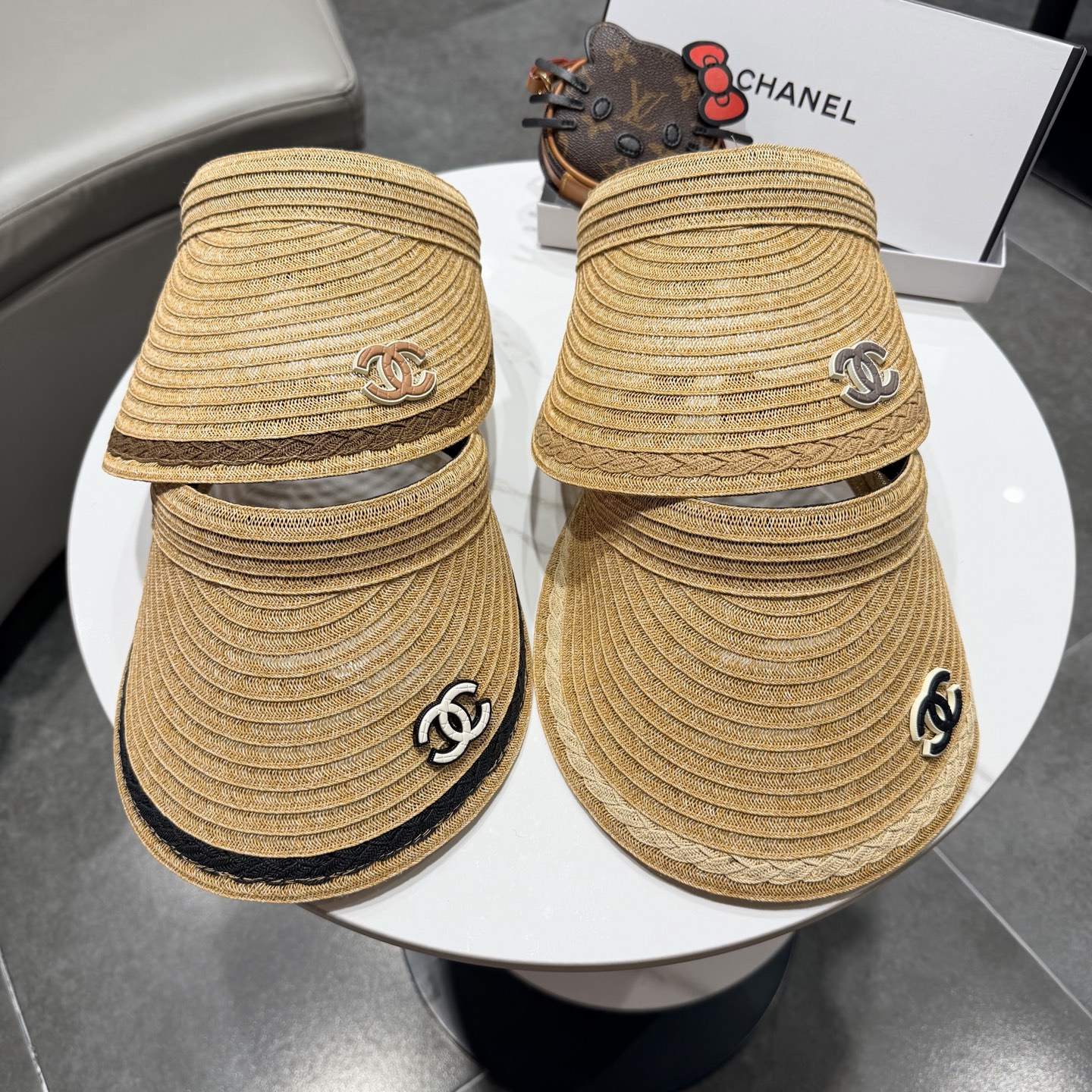 chanel香奈儿2026新款草编加大檐户外空顶帽子女防晒可折叠防紫外线遮阳帽