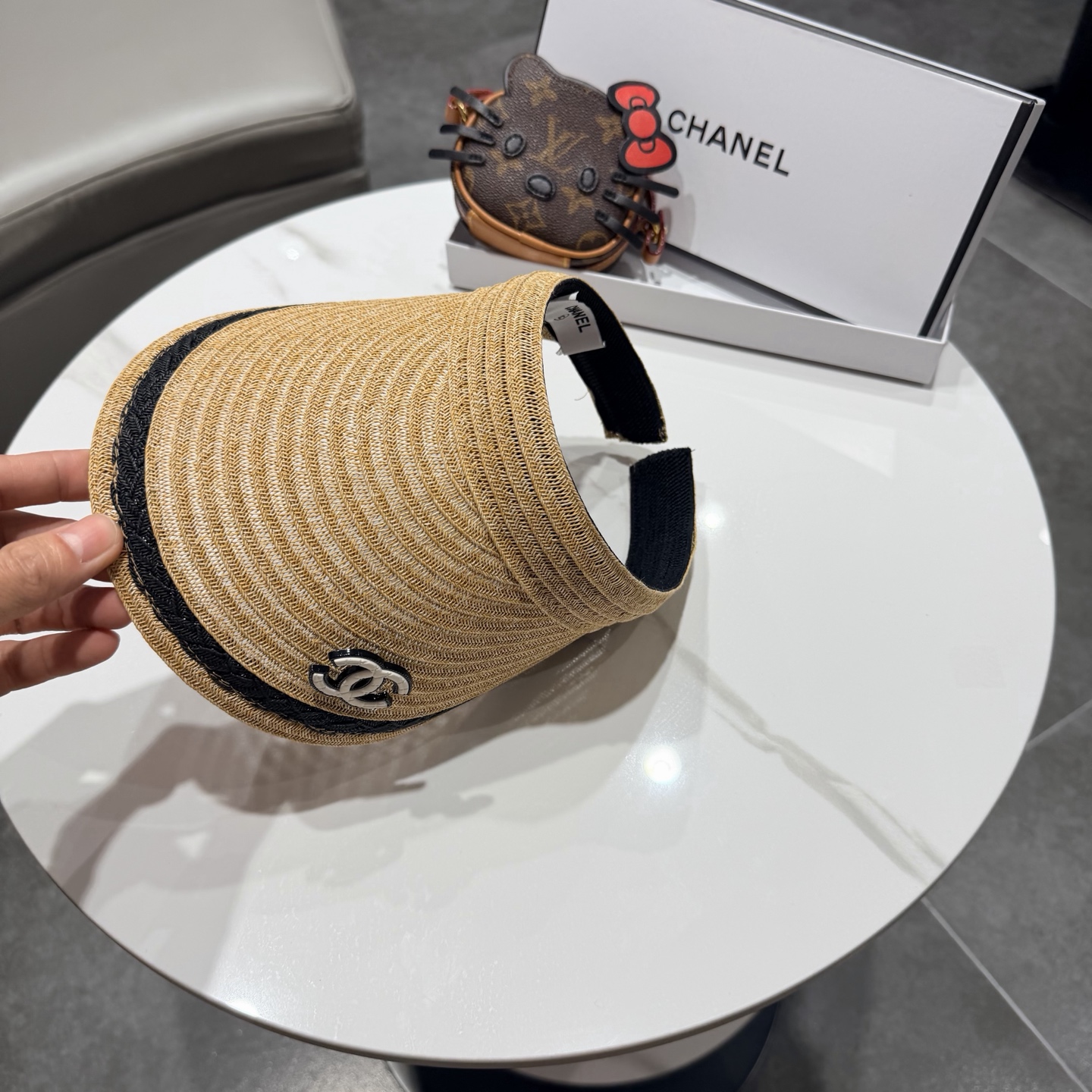 chanel香奈儿2026新款草编加大檐户外空顶帽子女防晒可折叠防紫外线遮阳帽