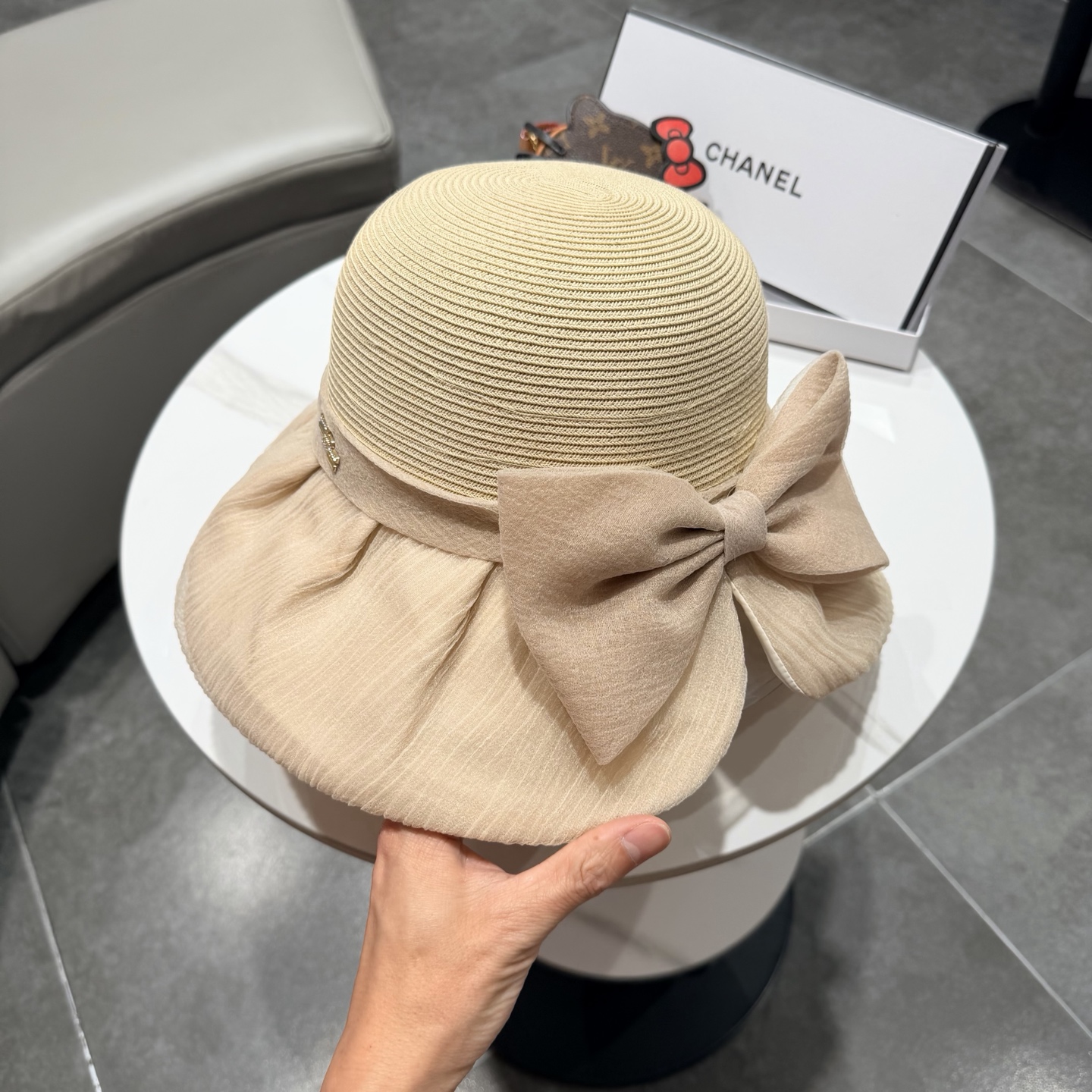 chanel2026新款遮阳帽子女春秋出游度假防紫外线渔夫帽可折叠大檐防晒帽