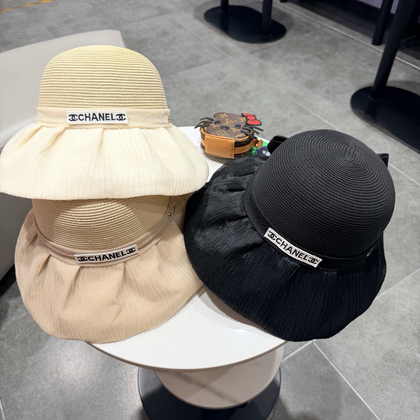 chanel2026新款遮阳帽子女春秋出游度假防紫外线渔夫帽可折叠大檐防晒帽