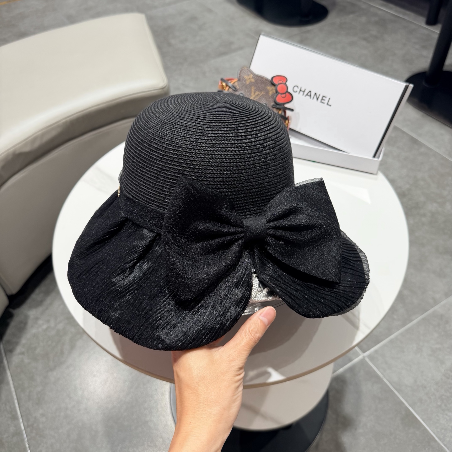 chanel2026新款遮阳帽子女春秋出游度假防紫外线渔夫帽可折叠大檐防晒帽