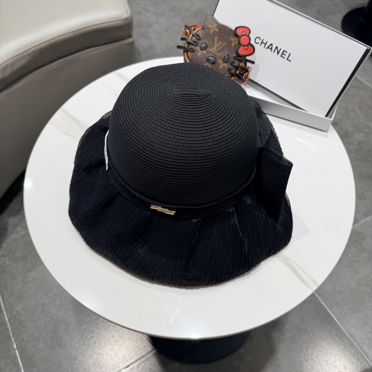 chanel2026新款遮阳帽子女春秋出游度假防紫外线渔夫帽可折叠大檐防晒帽