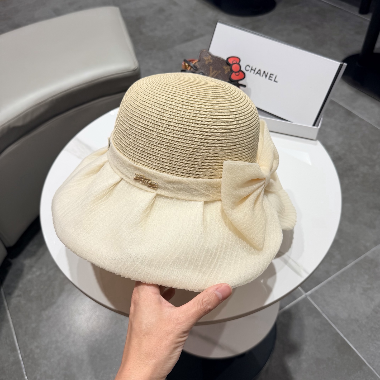 chanel2026新款遮阳帽子女春秋出游度假防紫外线渔夫帽可折叠大檐防晒帽