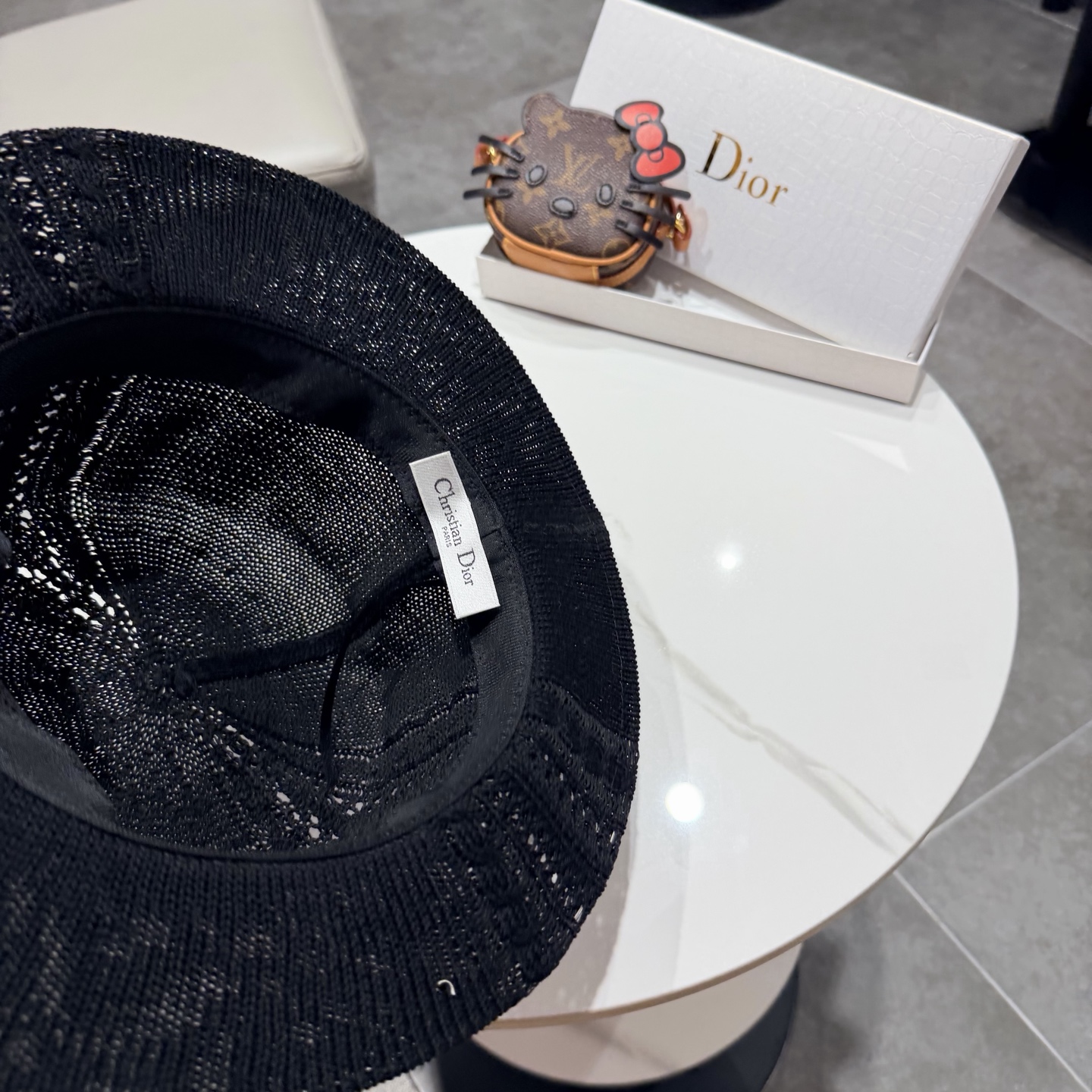 Dior迪奥温柔慵懒风镂空编织平顶礼帽女日系夏季宽檐遮阳帽透气针织帽子