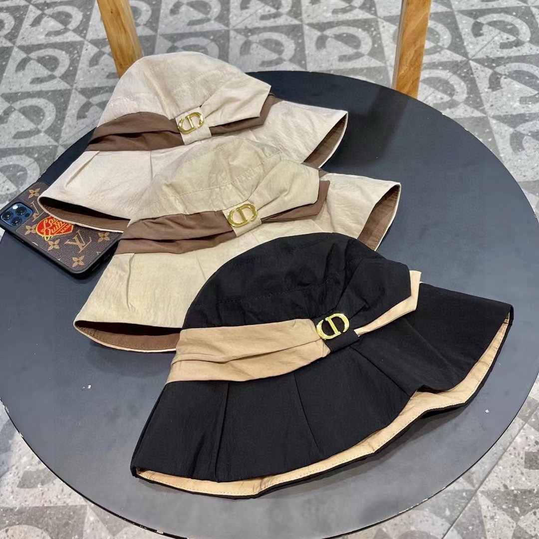 DIOR迪奥 薄款渔夫帽子女款2024新款夏天透气防晒遮阳帽显脸小户外速干盆帽