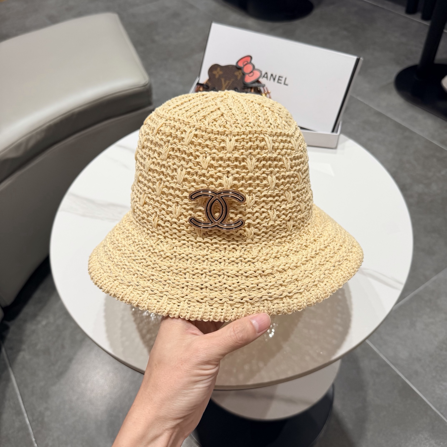 chanel香奈儿镂空百搭休闲针织帽子女春夏季透气遮阳渔夫帽户外防晒盆帽潮