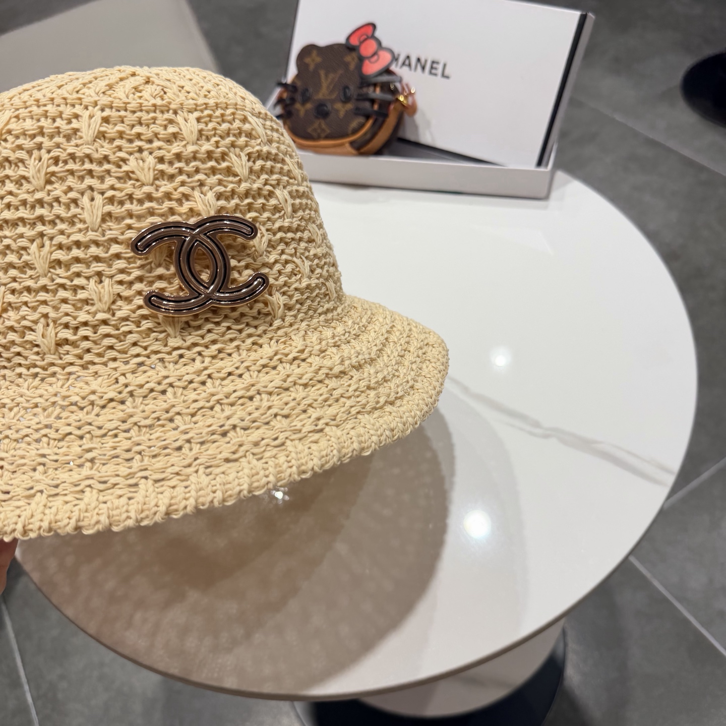 chanel香奈儿镂空百搭休闲针织帽子女春夏季透气遮阳渔夫帽户外防晒盆帽潮