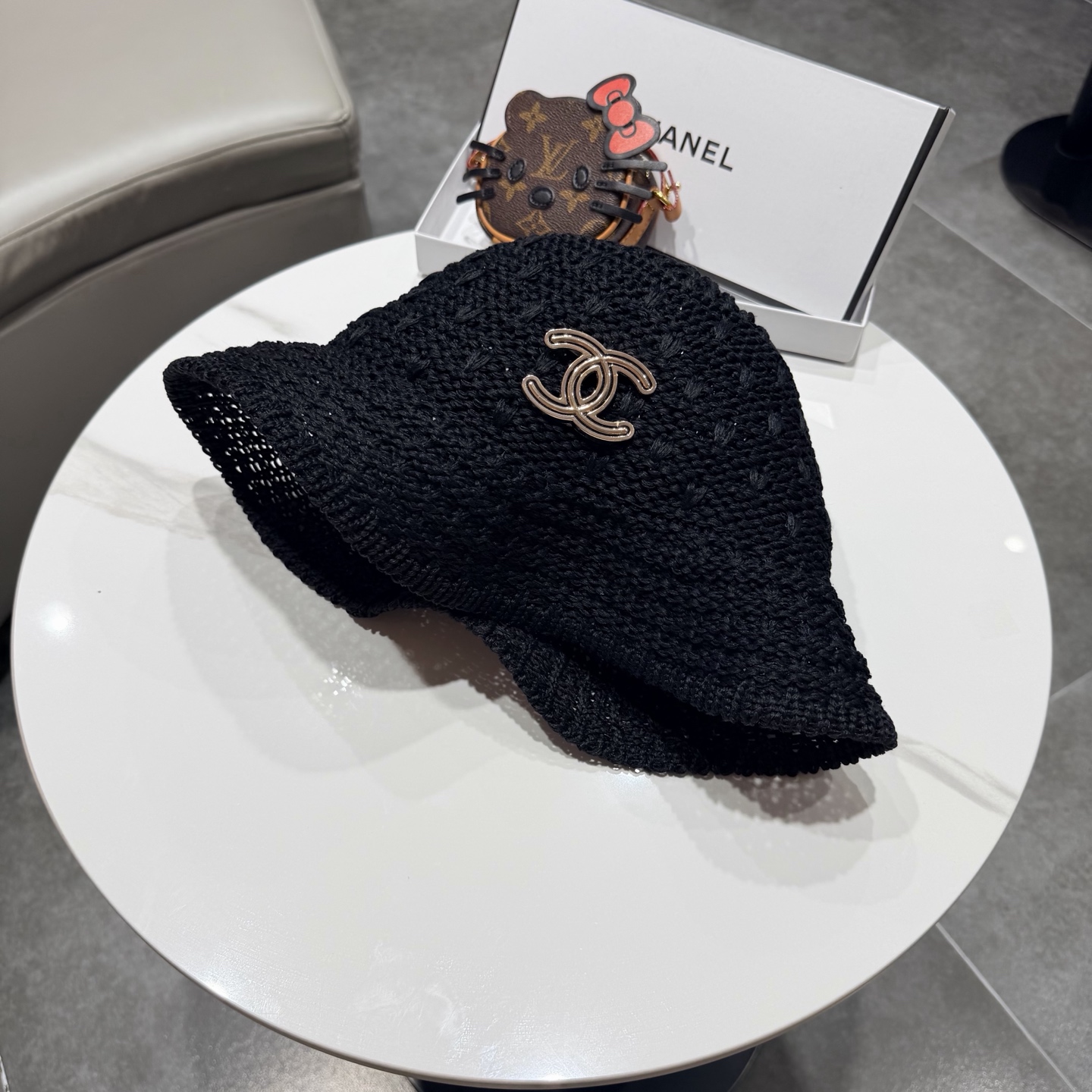 chanel香奈儿镂空百搭休闲针织帽子女春夏季透气遮阳渔夫帽户外防晒盆帽潮