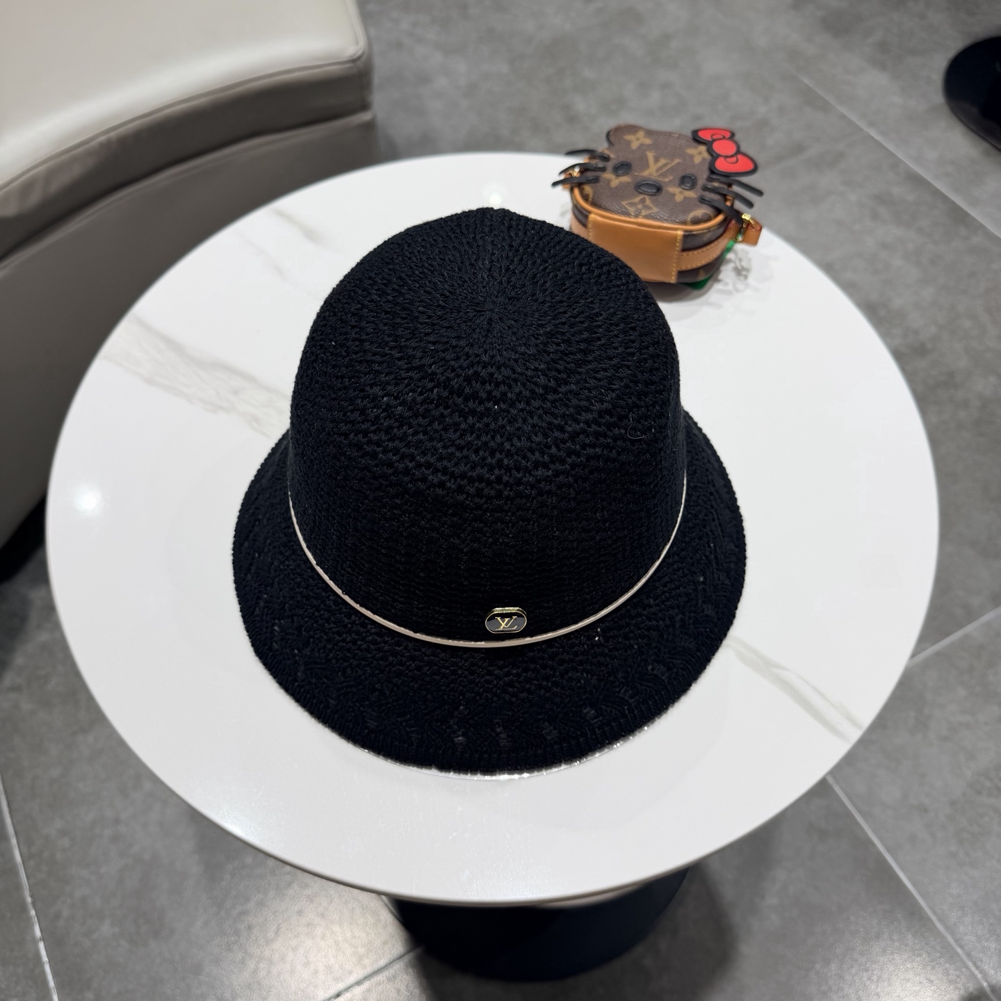 LV路易威登春夏白色镂空针织渔夫帽女防晒遮阳盆帽百搭显脸小日系文艺风帽子