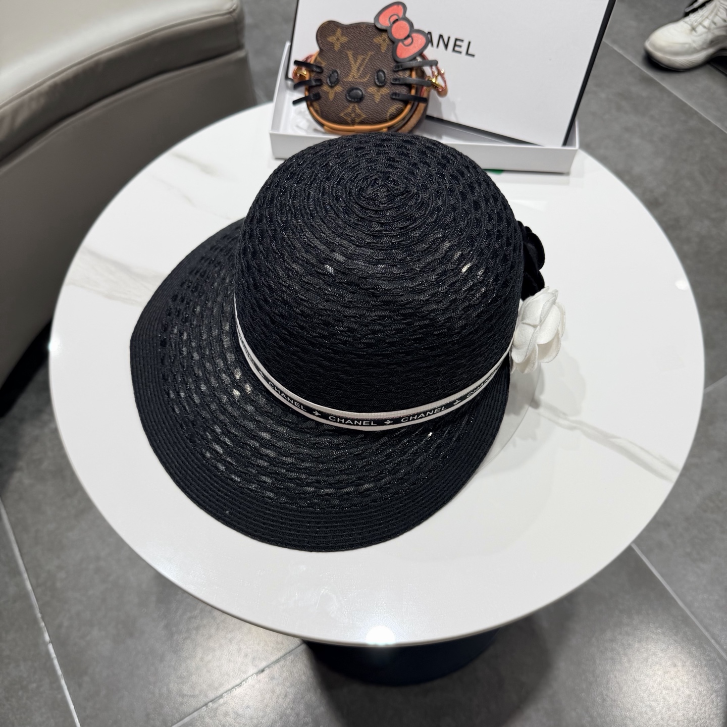 Chanel香奈儿后开叉草帽加强防紫外线，高端定制，头围57cm