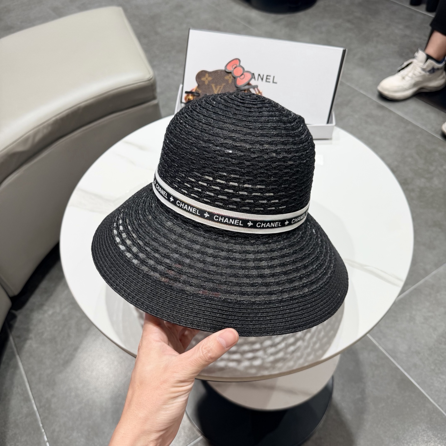 Chanel香奈儿后开叉草帽加强防紫外线，高端定制，头围57cm