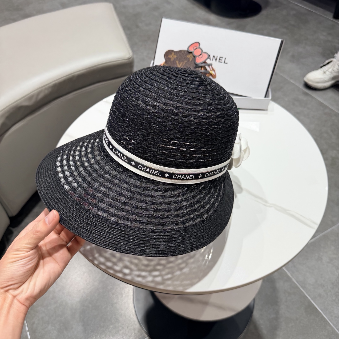Chanel香奈儿后开叉草帽加强防紫外线，高端定制，头围57cm