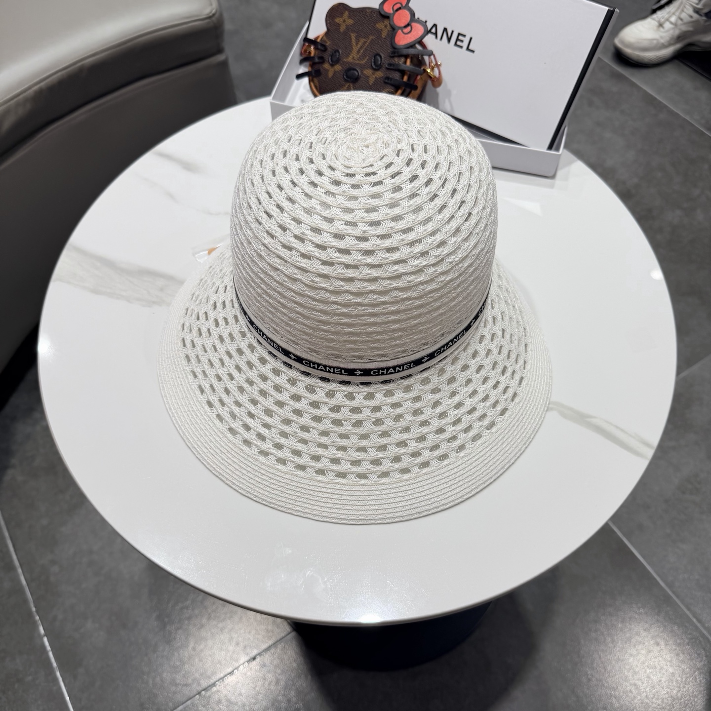 Chanel香奈儿后开叉草帽加强防紫外线，高端定制，头围57cm