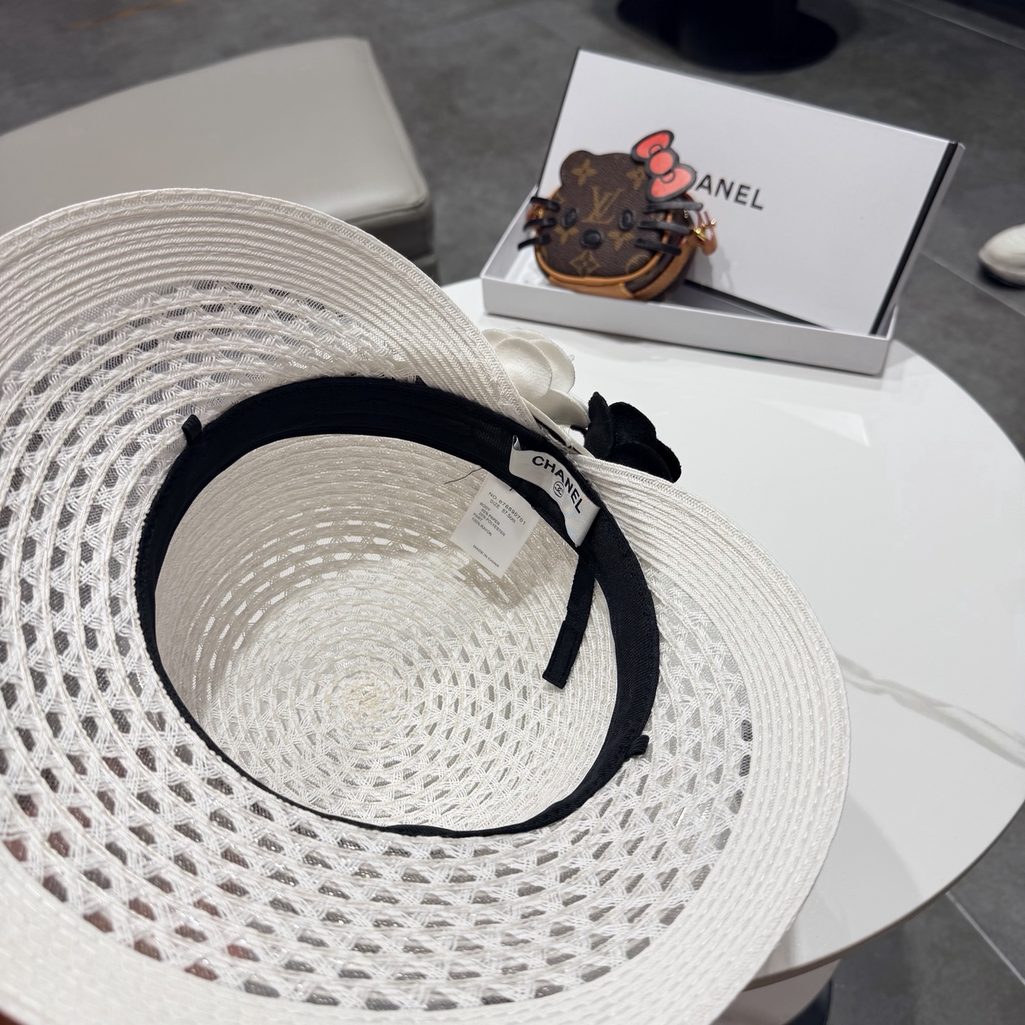 Chanel香奈儿后开叉草帽加强防紫外线，高端定制，头围57cm