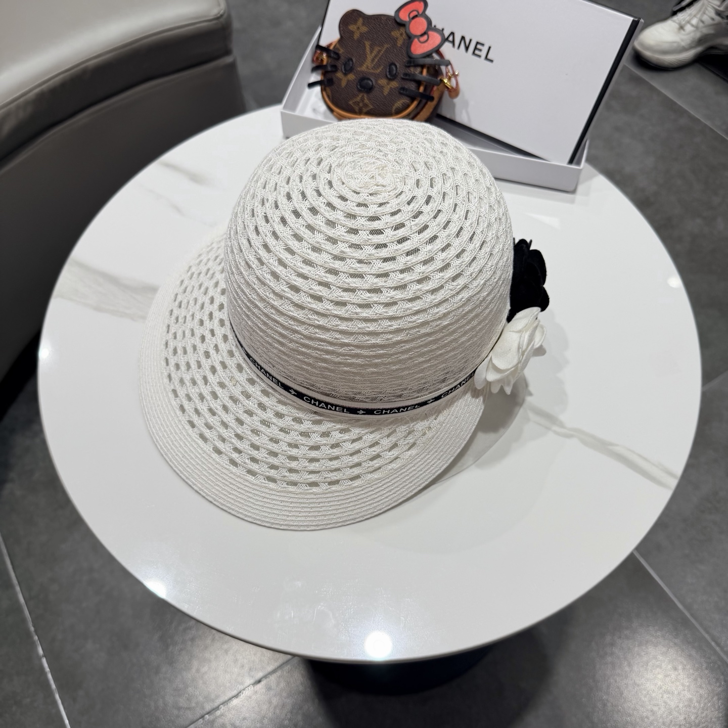 Chanel香奈儿后开叉草帽加强防紫外线，高端定制，头围57cm