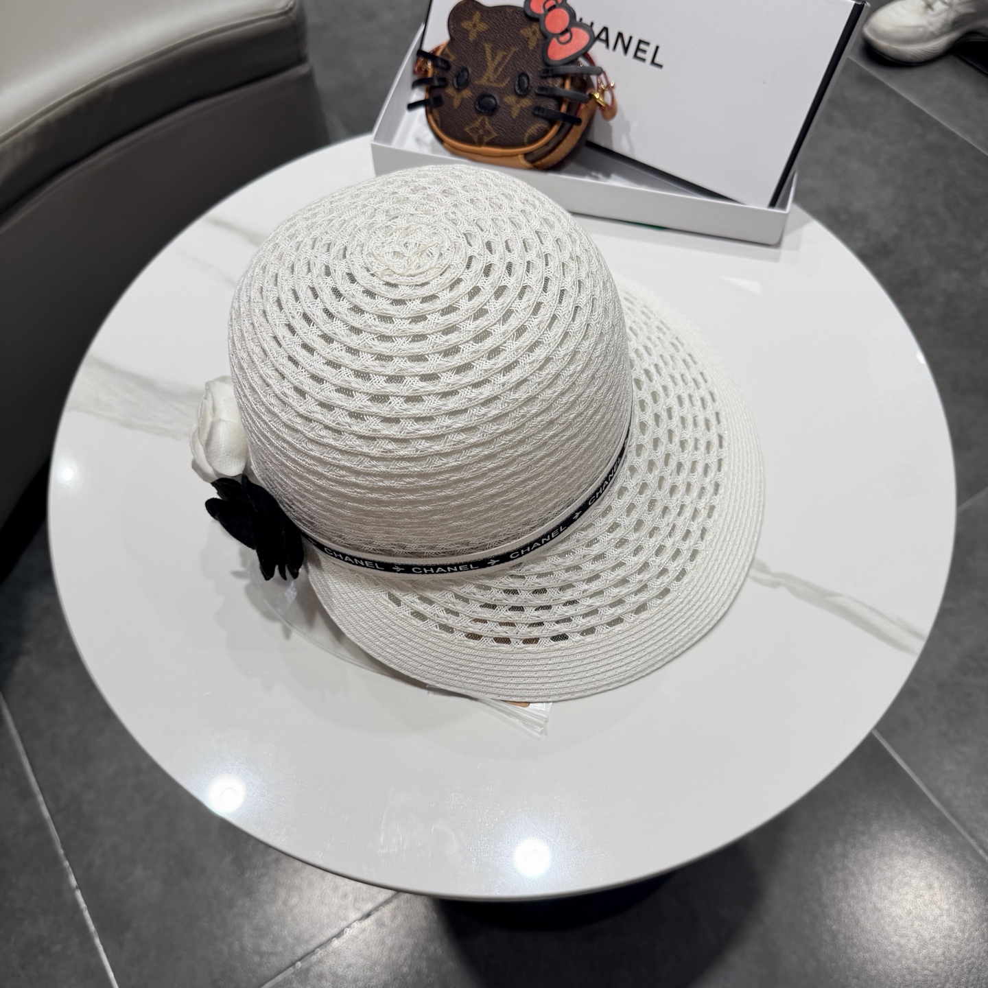 Chanel香奈儿后开叉草帽加强防紫外线，高端定制，头围57cm