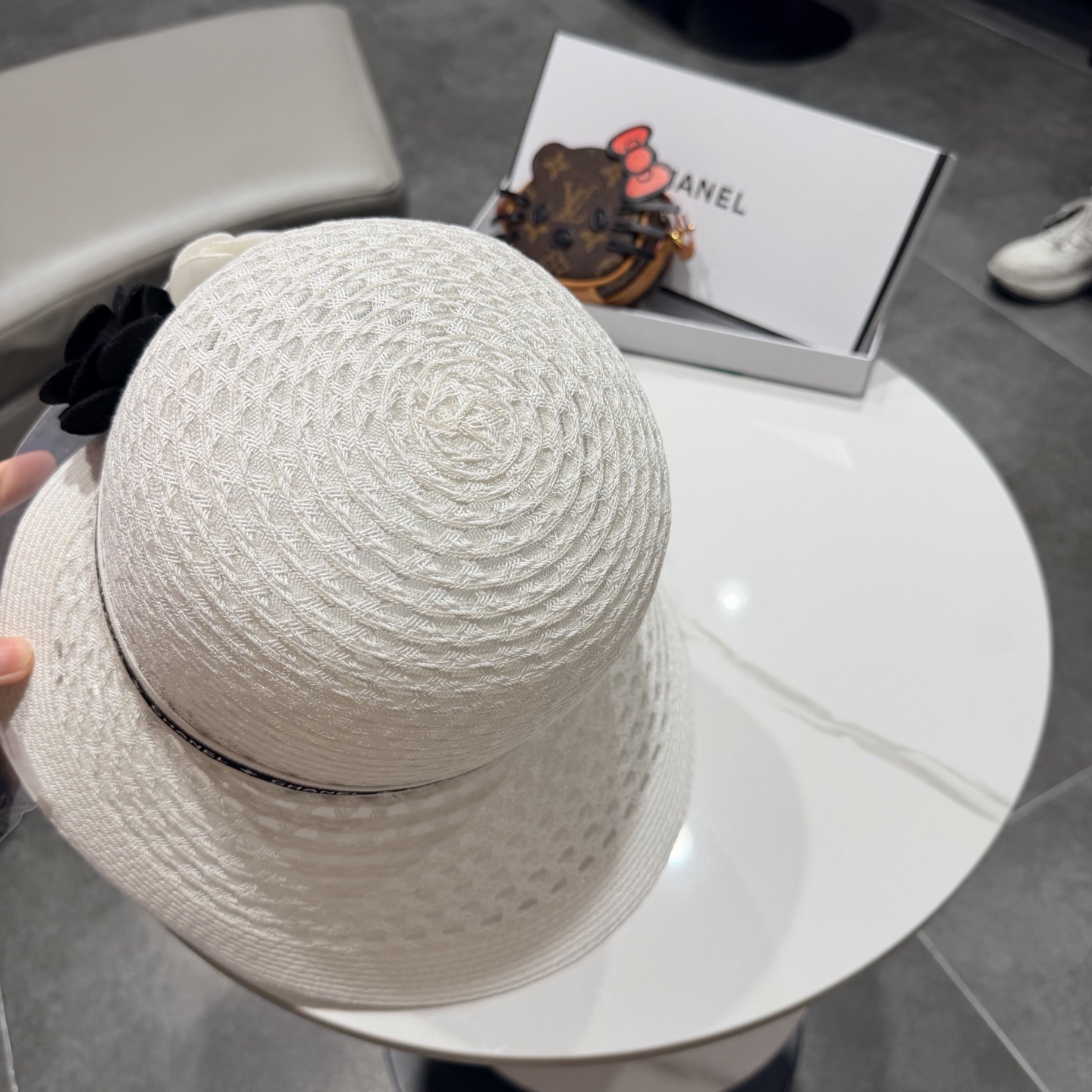 Chanel香奈儿后开叉草帽加强防紫外线，高端定制，头围57cm