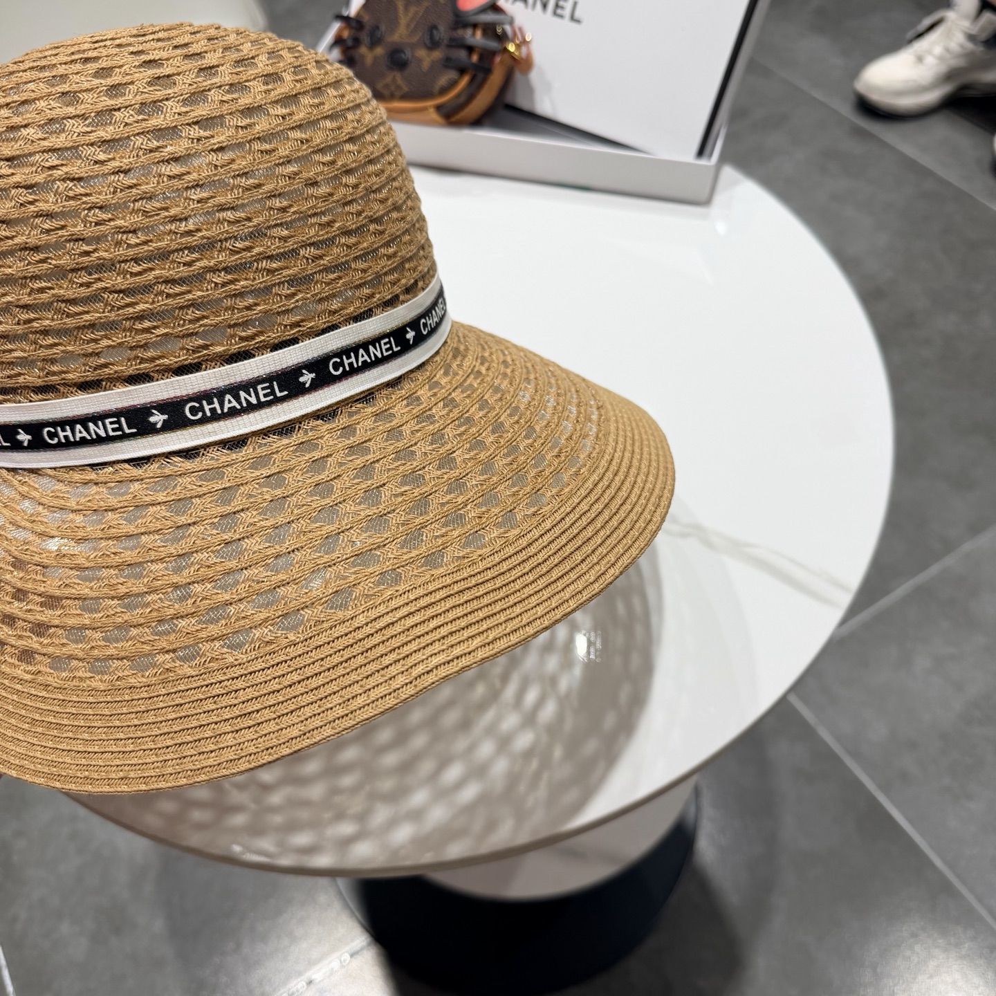 Chanel香奈儿后开叉草帽加强防紫外线，高端定制，头围57cm