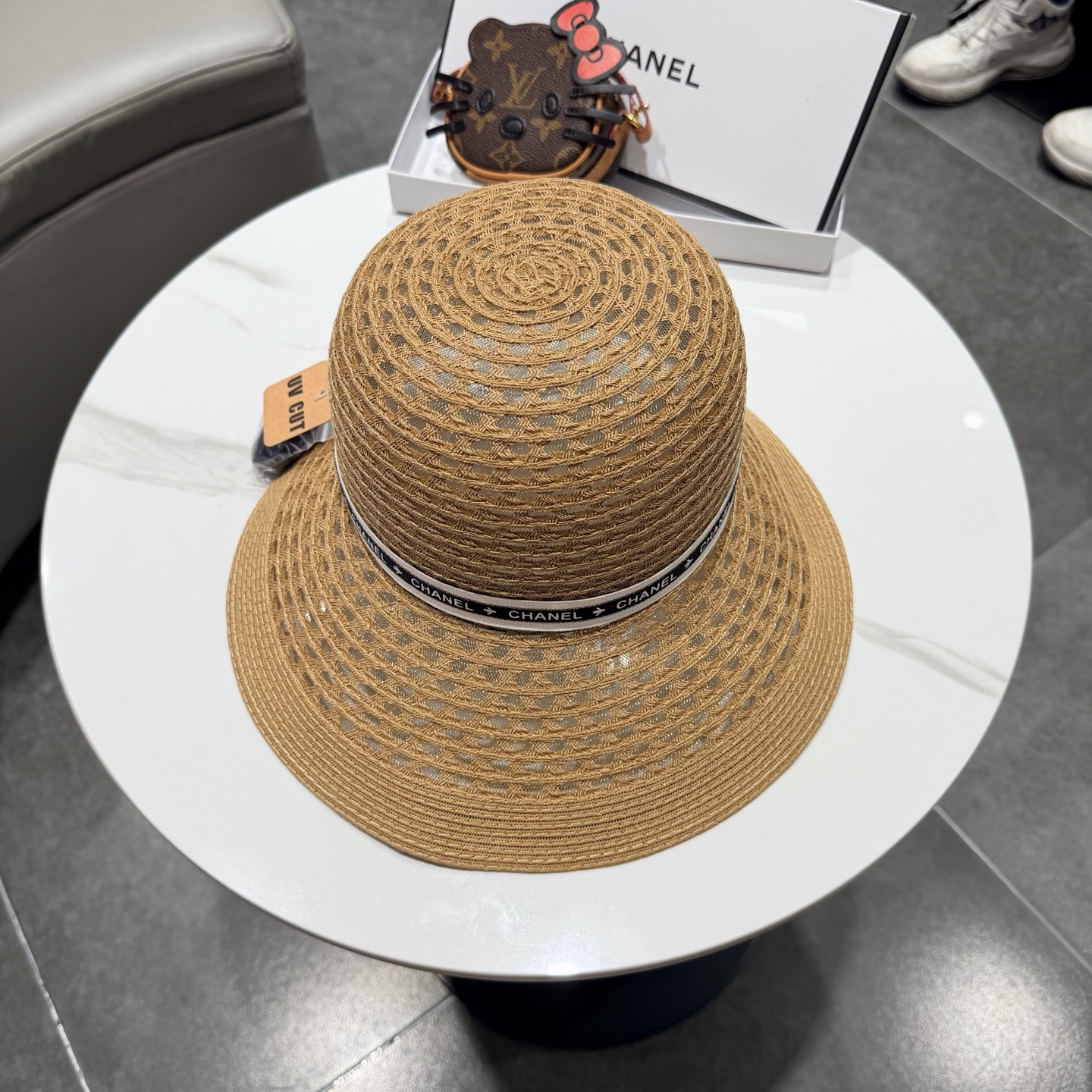 Chanel香奈儿后开叉草帽加强防紫外线，高端定制，头围57cm