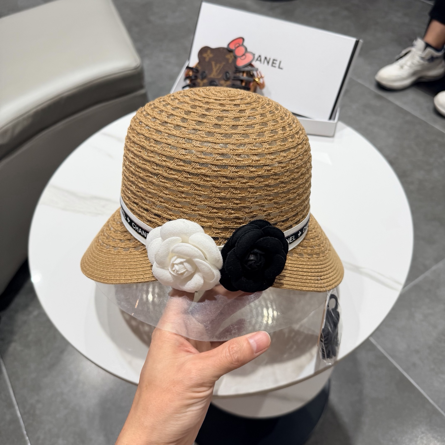 Chanel香奈儿后开叉草帽加强防紫外线，高端定制，头围57cm